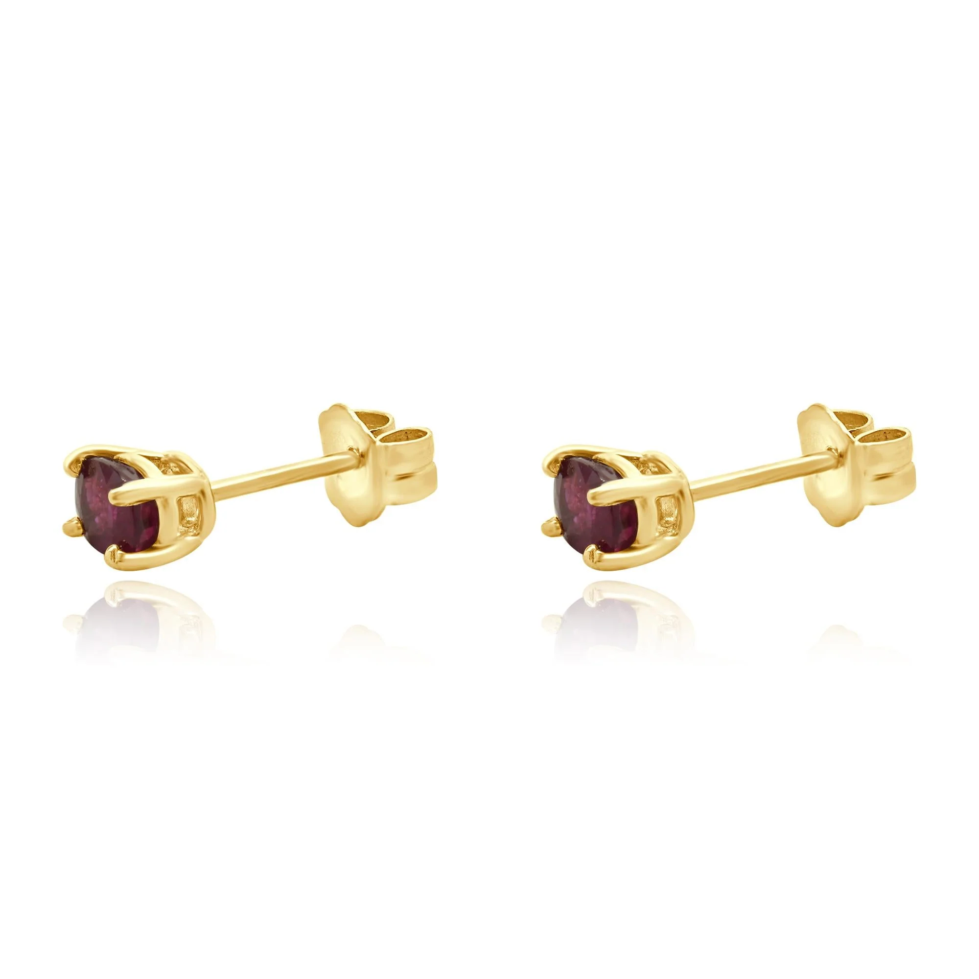 14 Karat Yellow Gold Oval Ruby Stud Earrings - Image 2