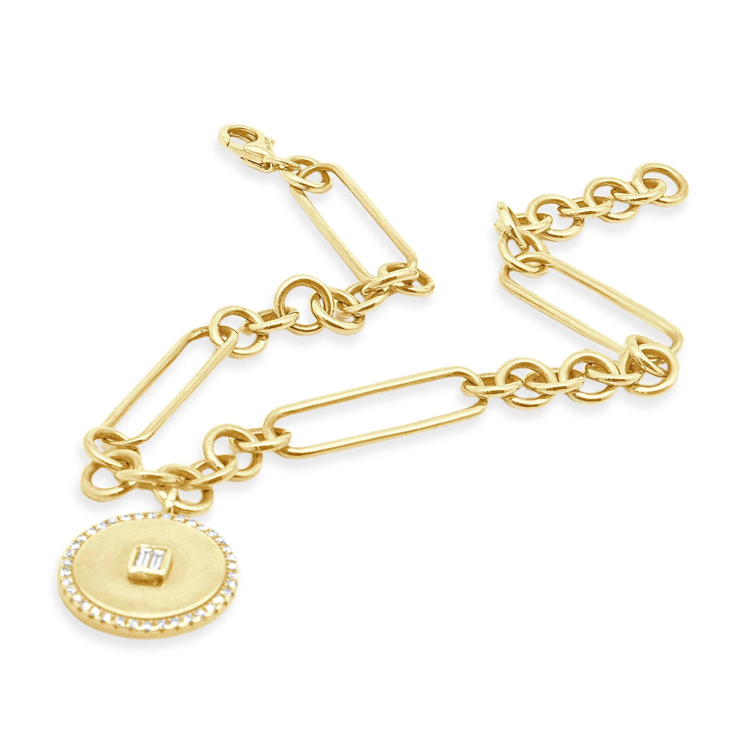 14 Karat Yellow Gold Paperclip Bracelet w/Diamonds - Image 3