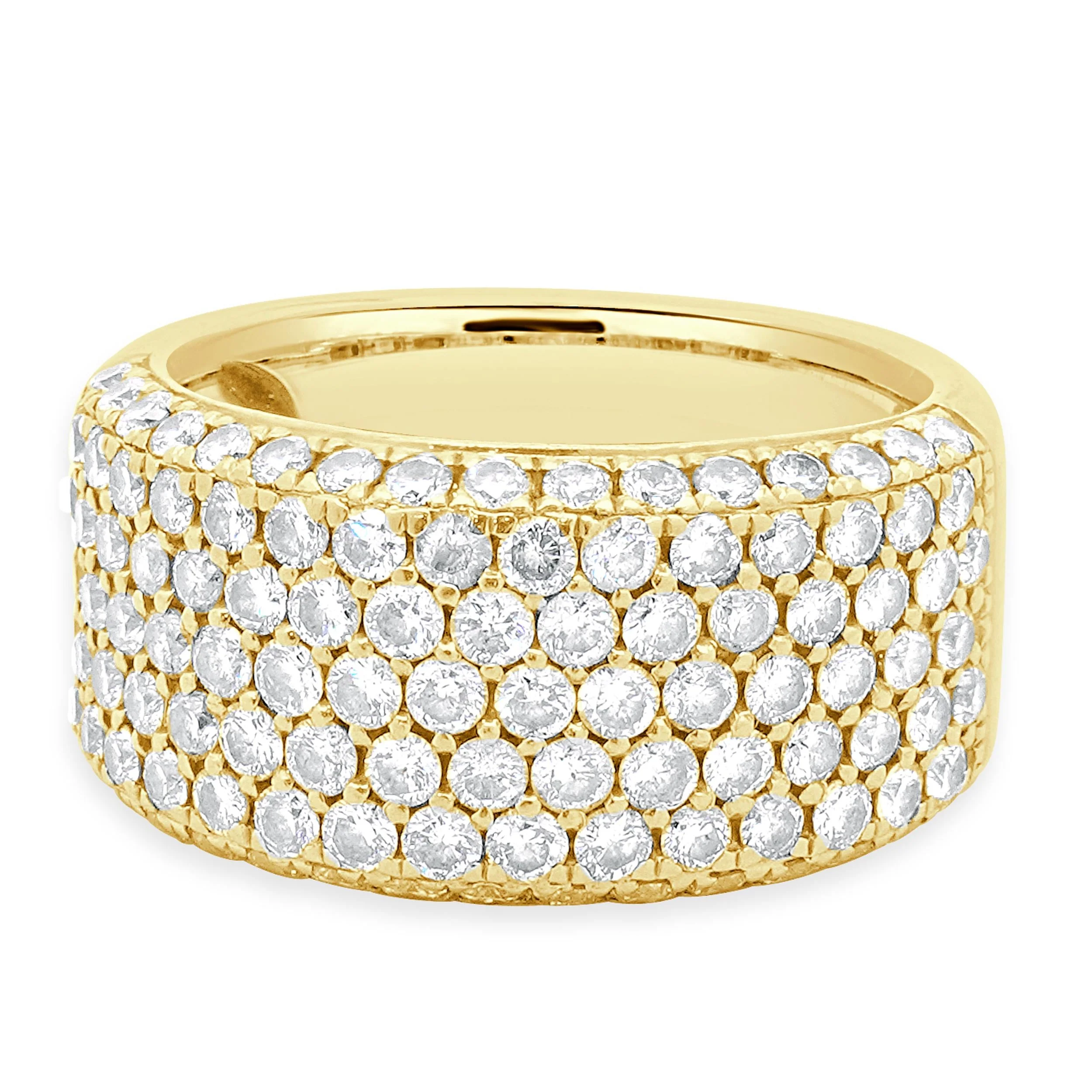 14 Karat Yellow Gold Pave Diamond Cigar Band