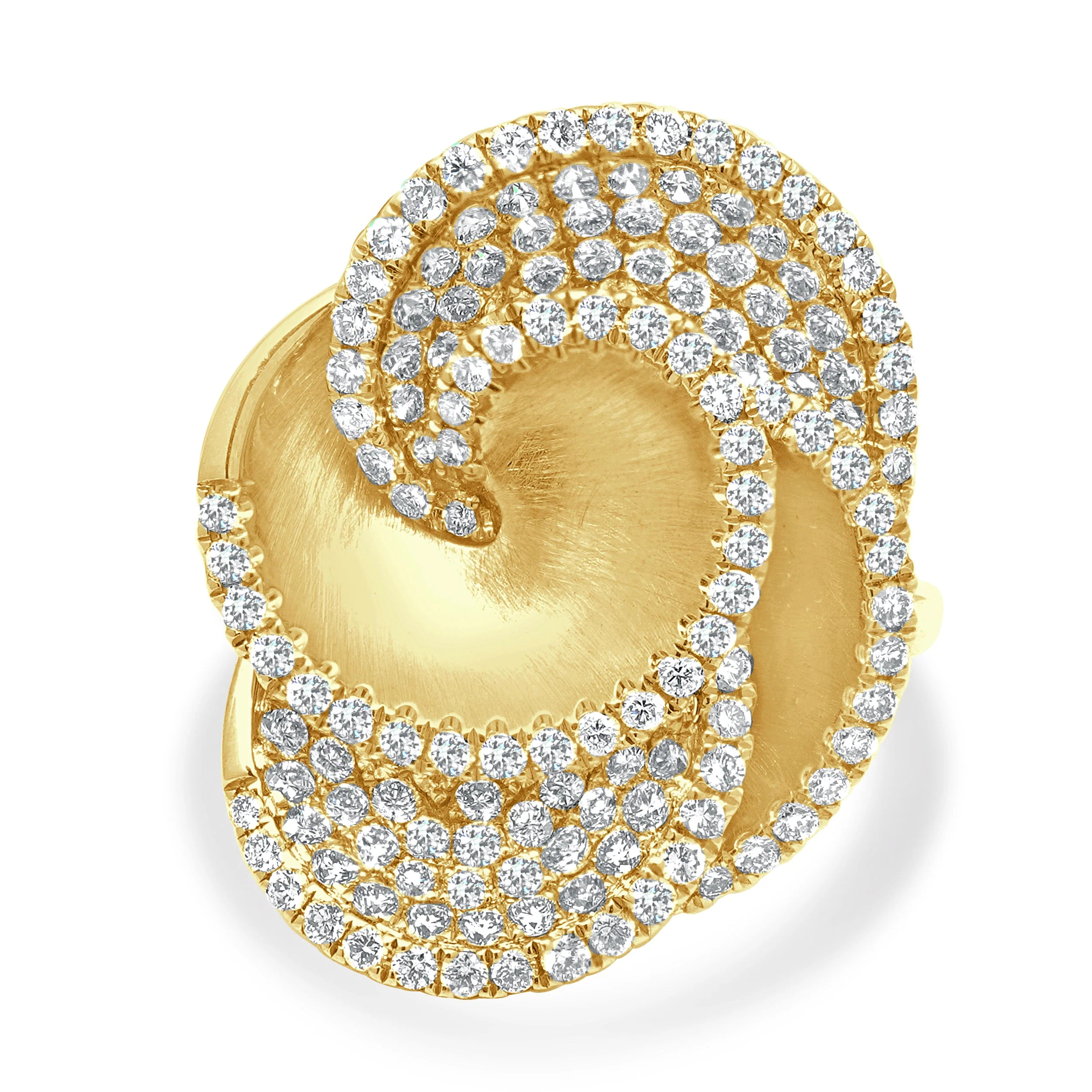 14 Karat Yellow Gold Pave Diamond Flower Ring