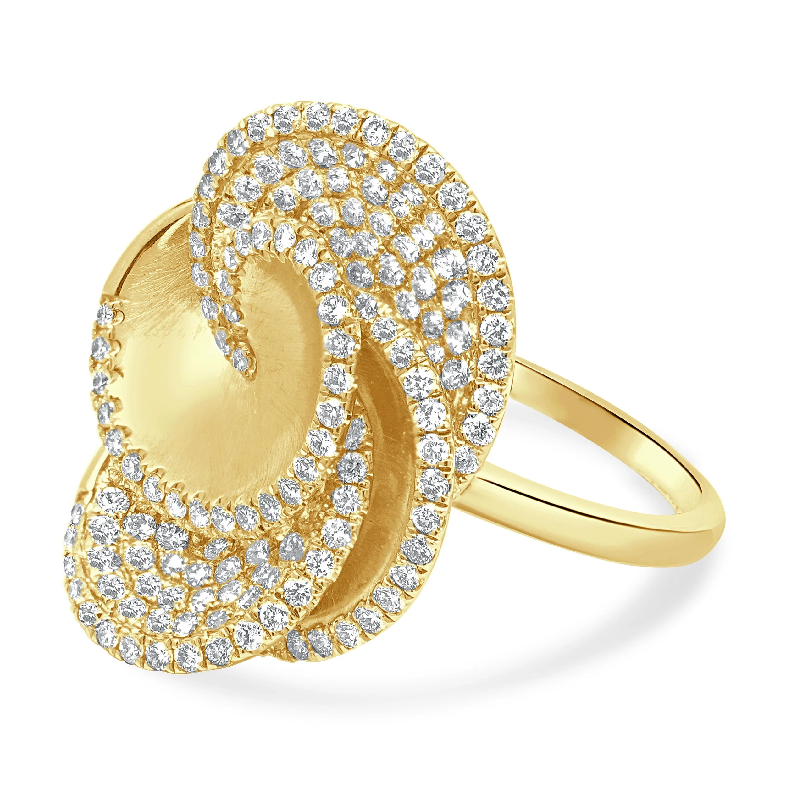 14 Karat Yellow Gold Pave Diamond Flower Ring - Image 2
