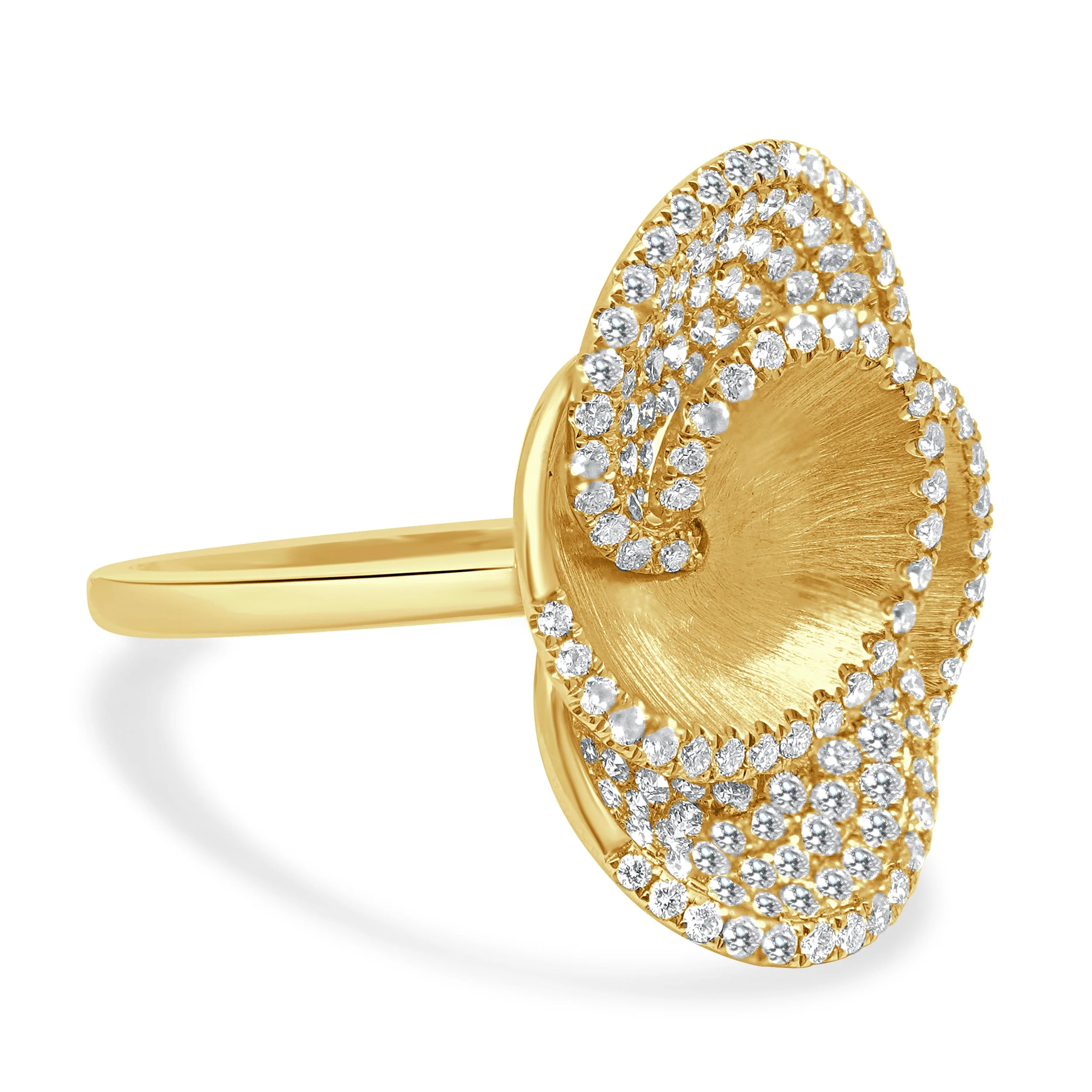 14 Karat Yellow Gold Pave Diamond Flower Ring - Image 4