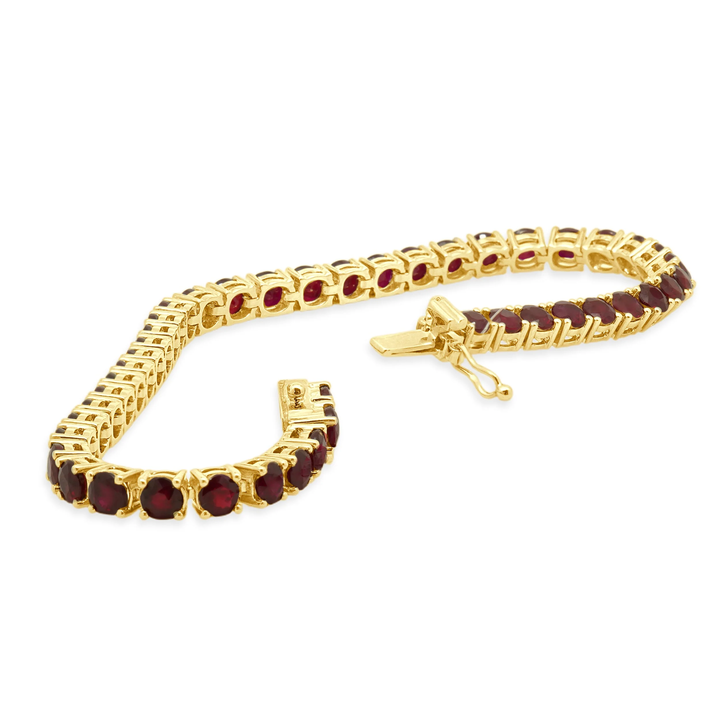 14 Karat Yellow Gold Prong Set Graduated Round Ruby Inline Bracelet 7.0" - Image 4