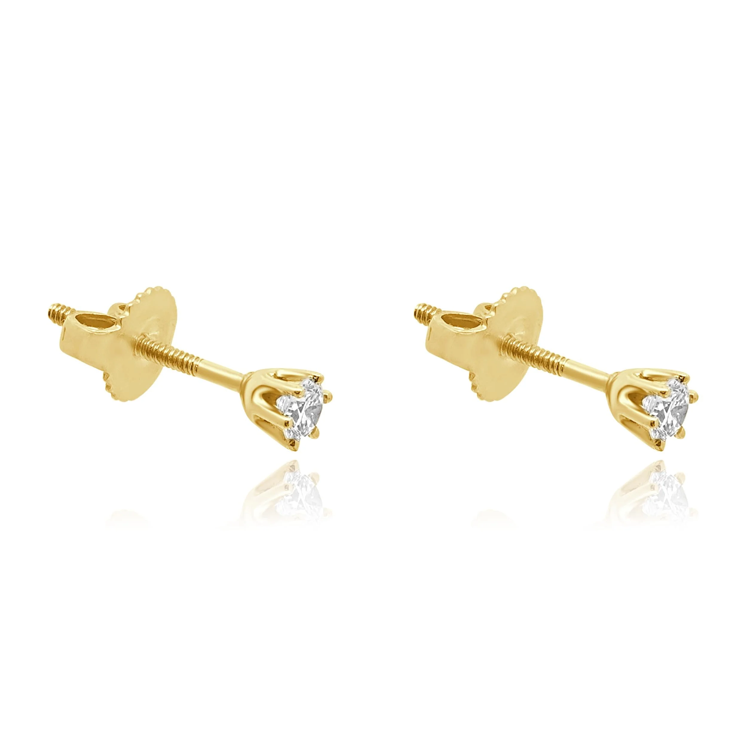 14 Karat Yellow Gold Round Brilliant Cut Diamond Stud Earrings - Image 2