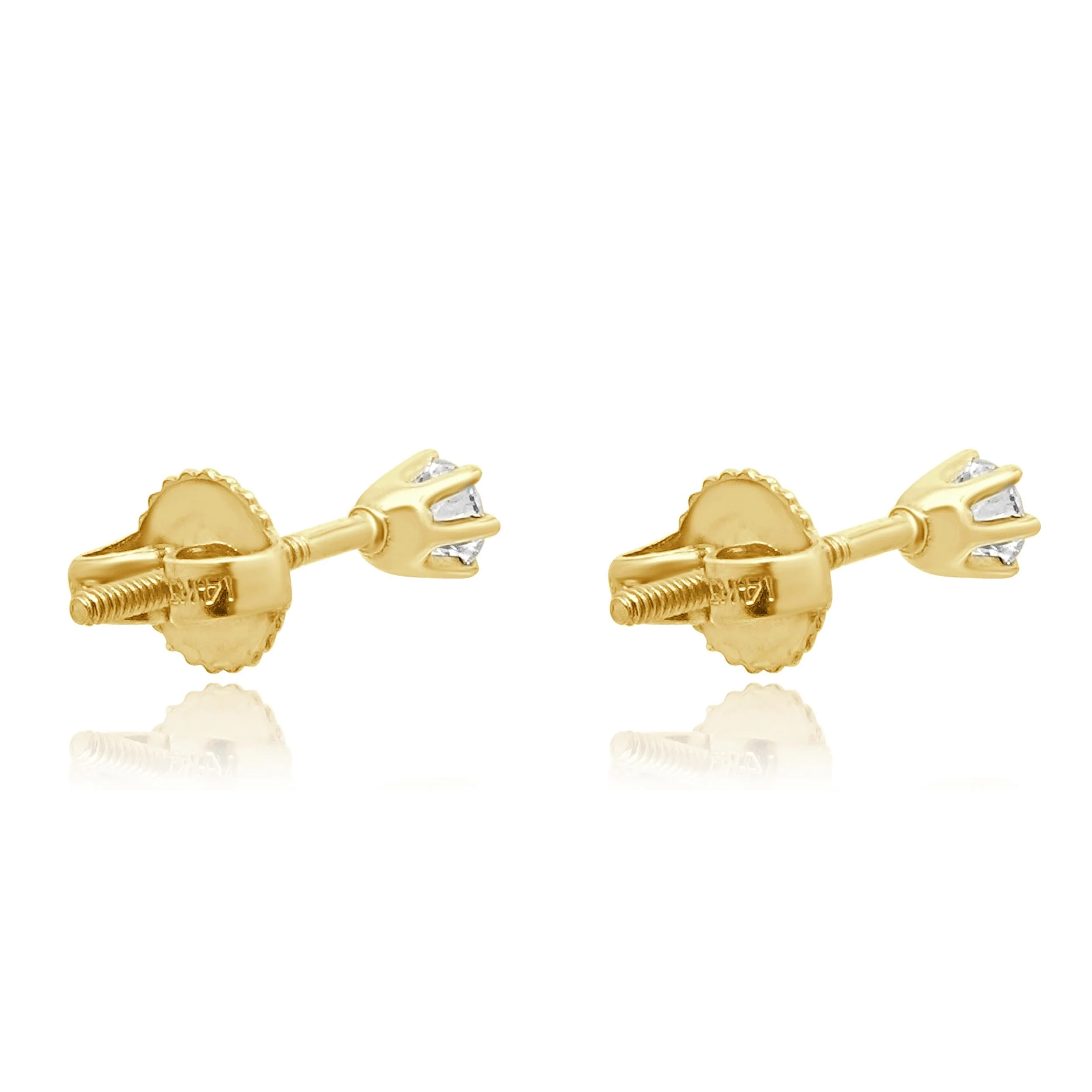 14 Karat Yellow Gold Round Brilliant Cut Diamond Stud Earrings - Image 3