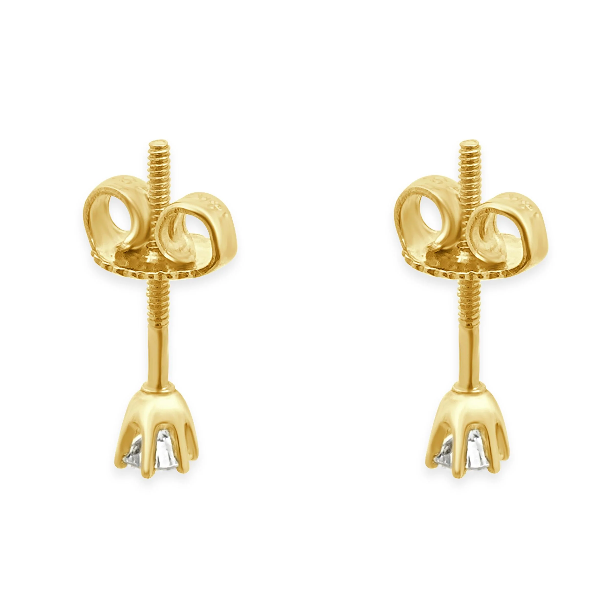 14 Karat Yellow Gold Round Brilliant Cut Diamond Stud Earrings - Image 4