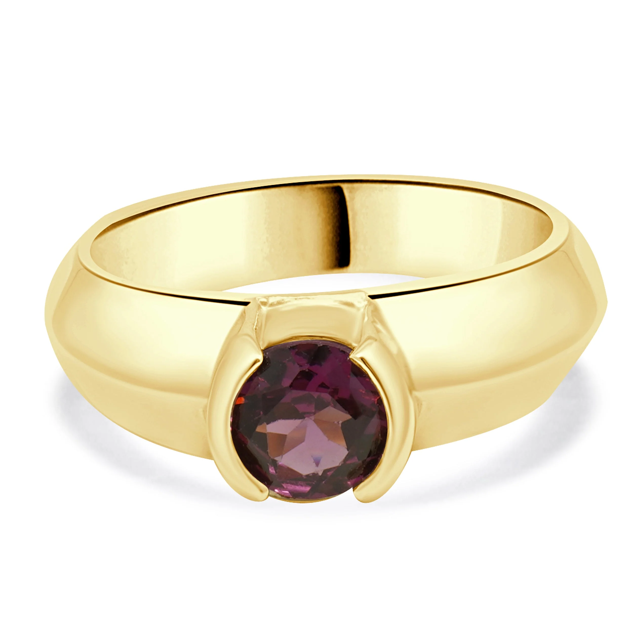 14 Karat Yellow Gold Round Cut Solitaire Pink Tourmaline Ring
