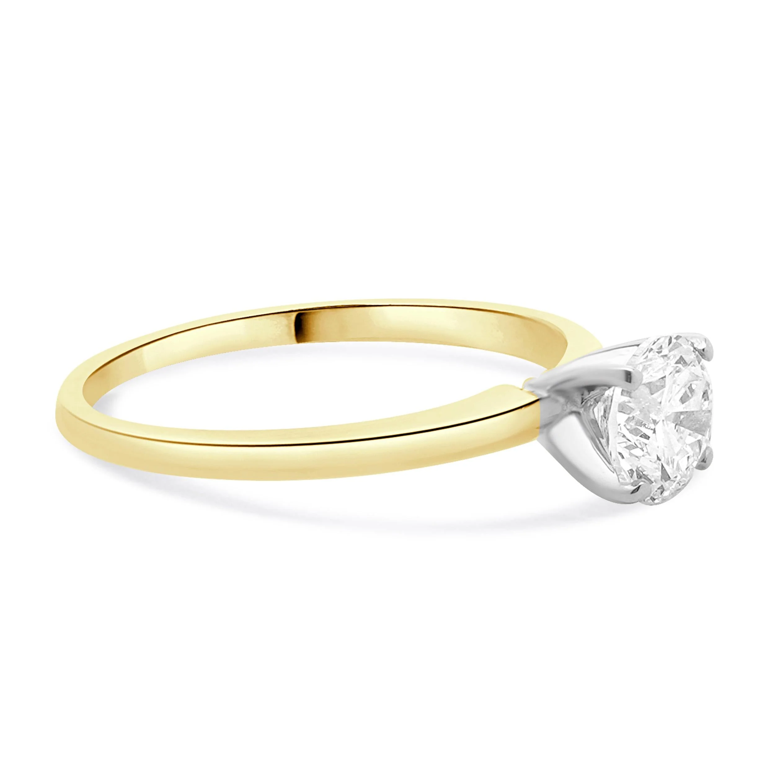 14 Karat Yellow Gold Round Diamond Solitaire Engagement Ring - Image 3