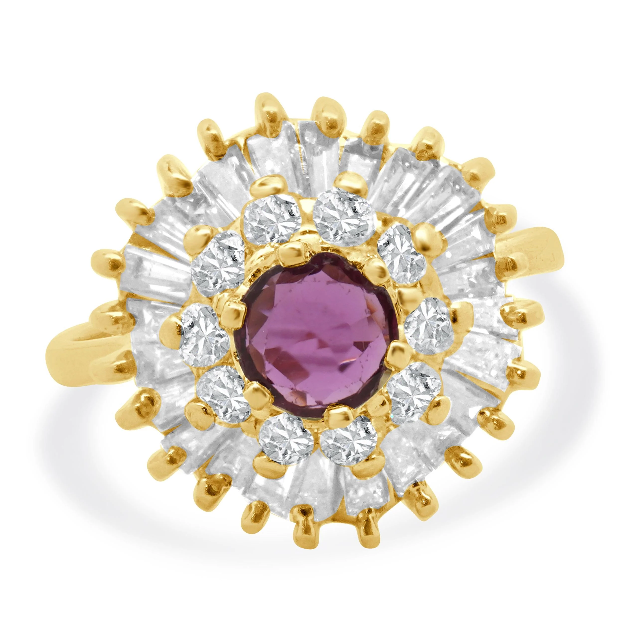 14 Karat Yellow Gold Ruby and Diamond Ballerina Ring