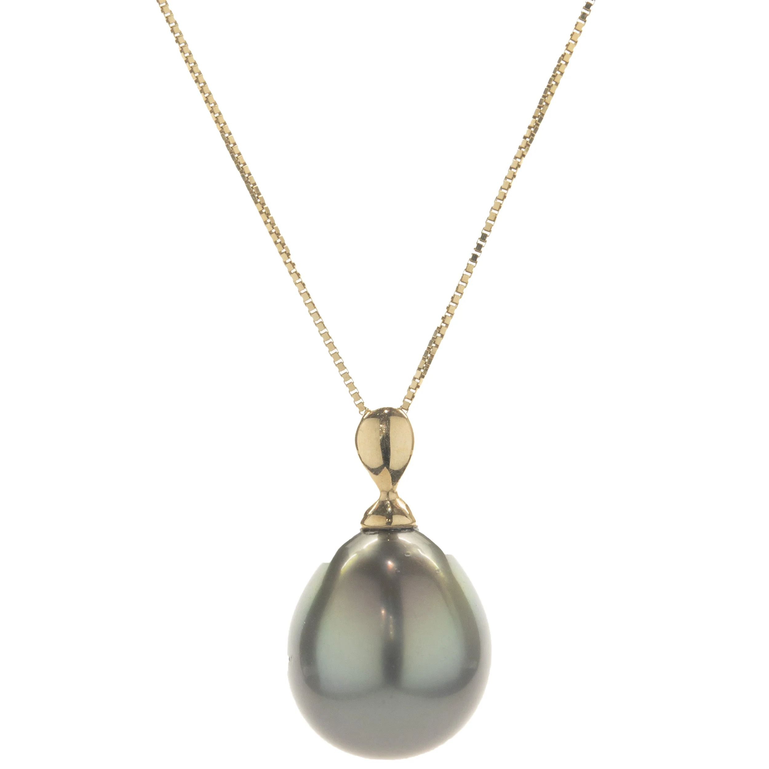 14 Karat Yellow Gold Tahitian Pearl Necklace