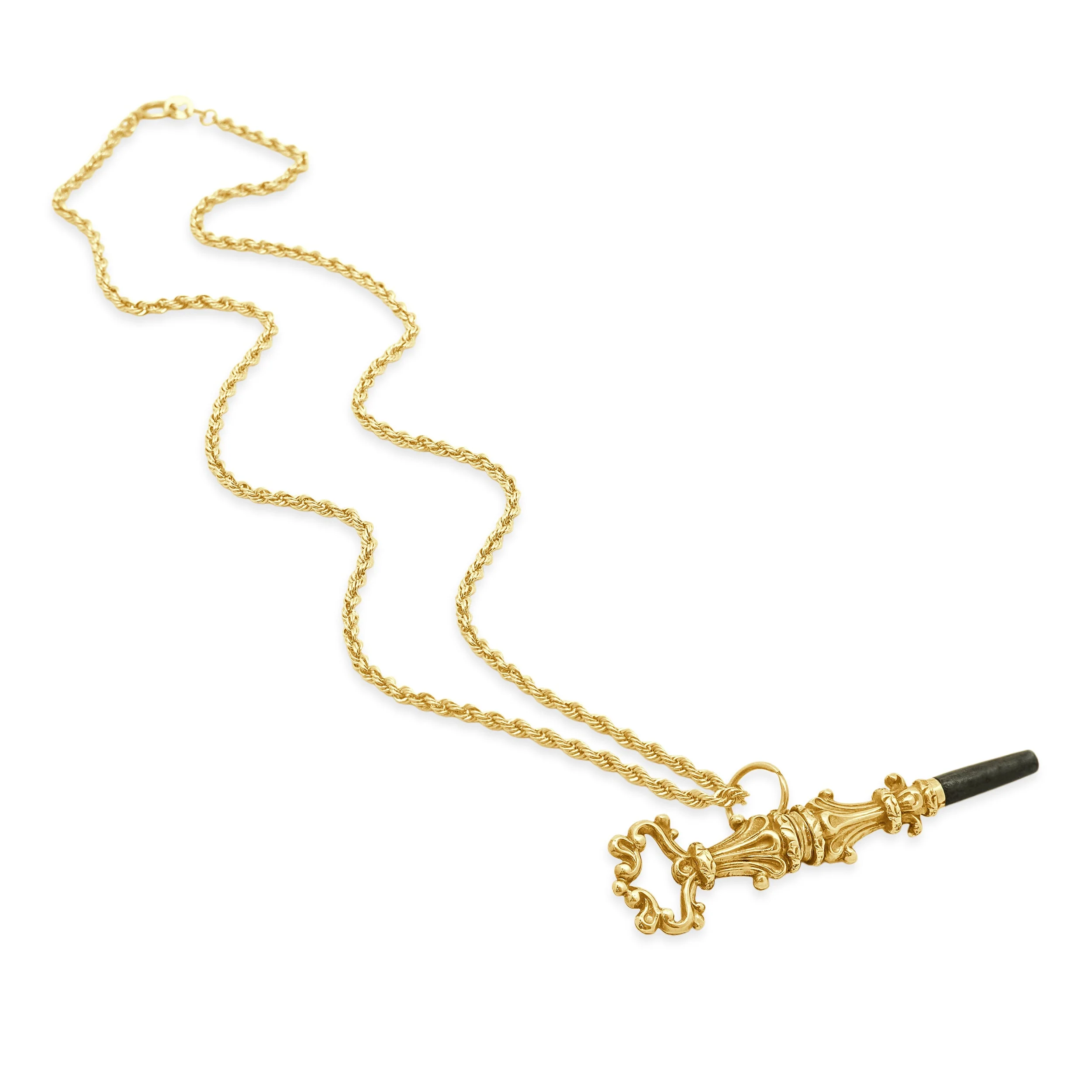 14 Karat Yellow Gold Watch Winding Key Necklace - Image 3