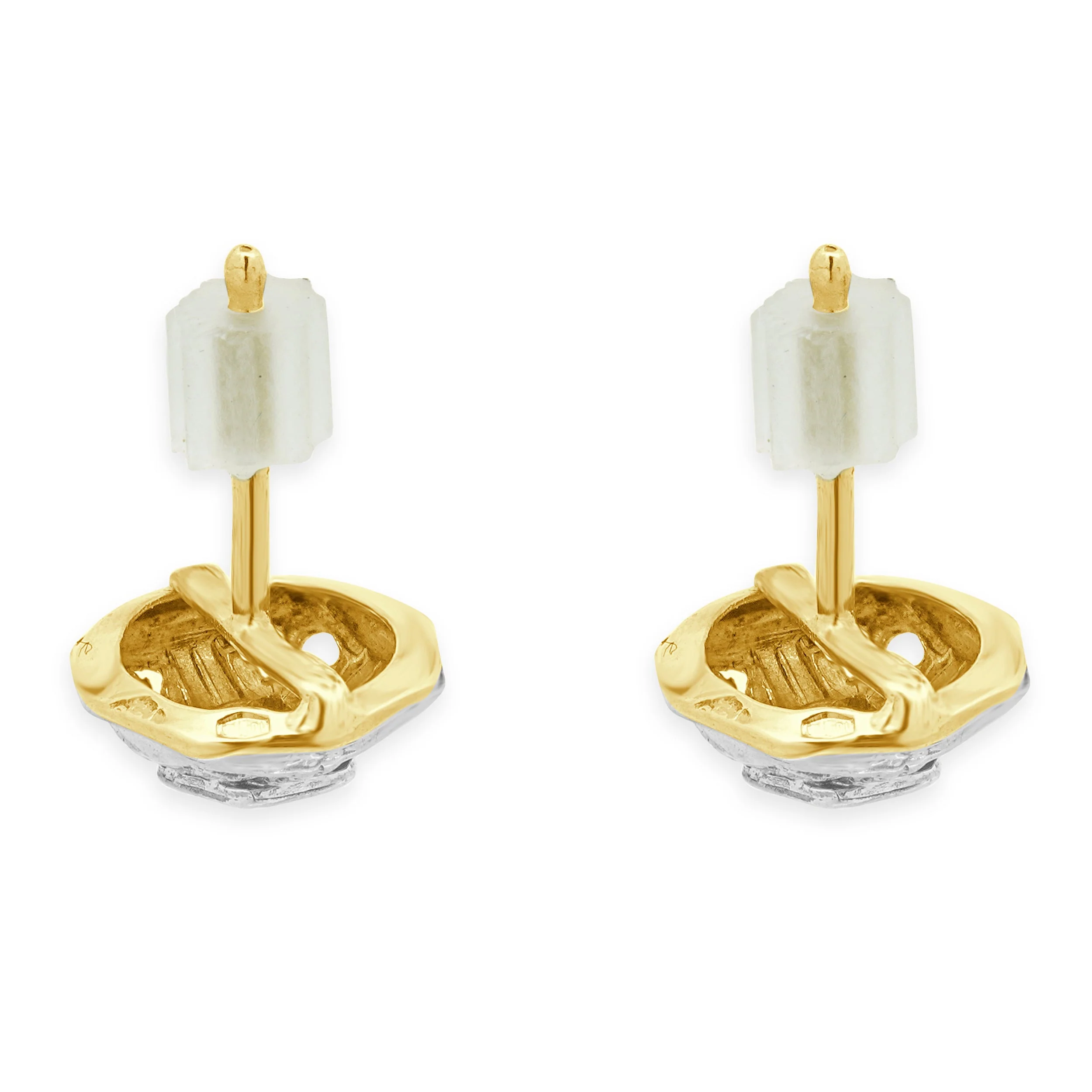 14 Karat Yellow & Silver Hexagon Filagree Rose Cut Diamond Earrings - Image 4