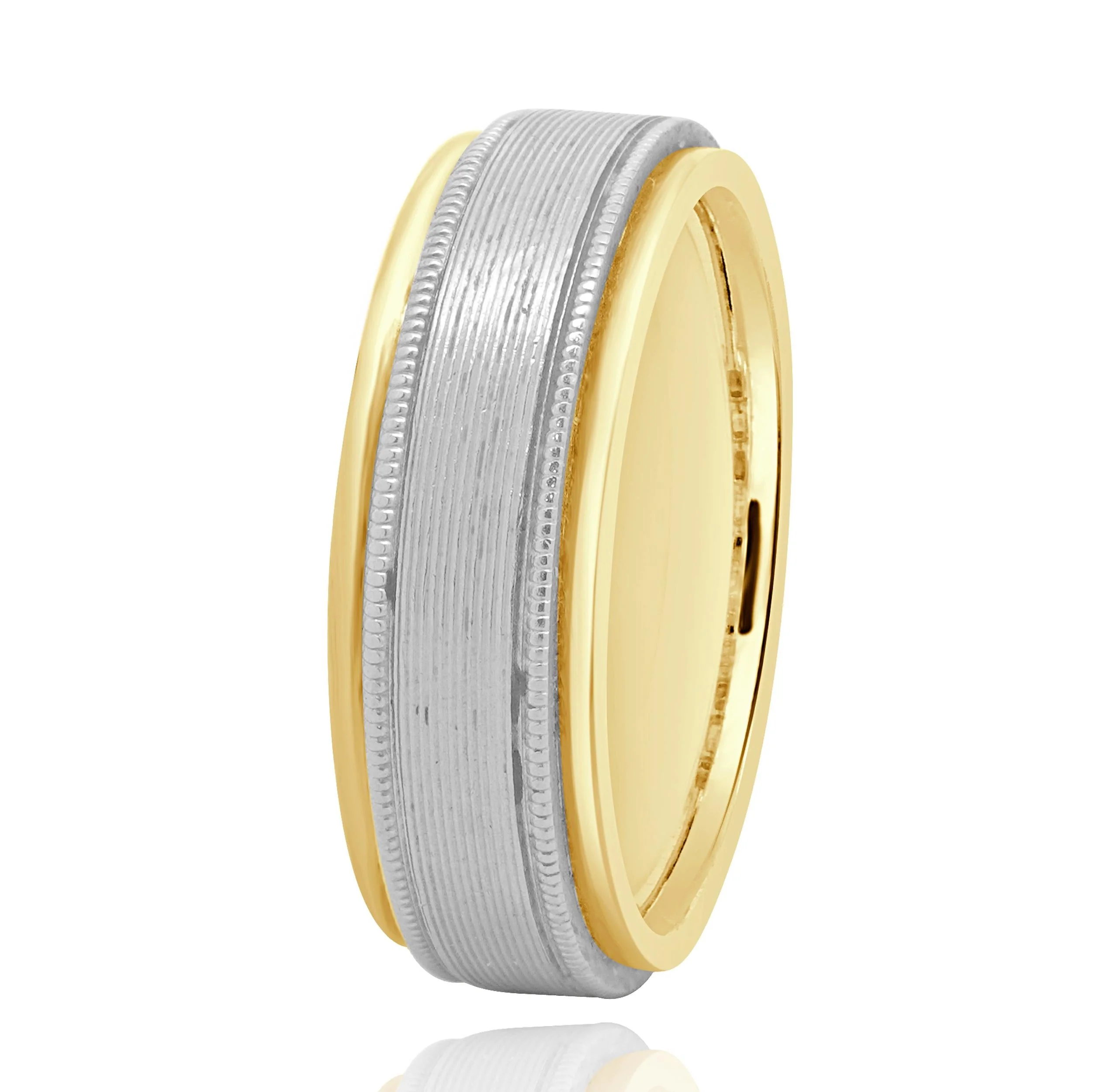 14 Karat Yellow & White Gold 7mm Milgrain Band - Image 3