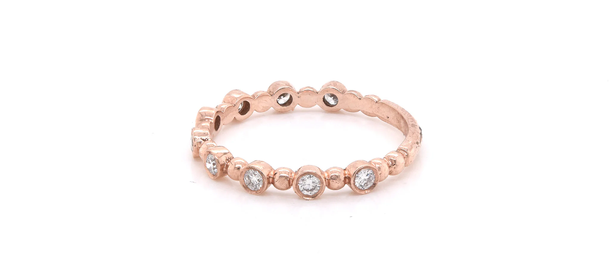 14k Rose Gold Diamond Stackable Anniversary Ring - Image 3