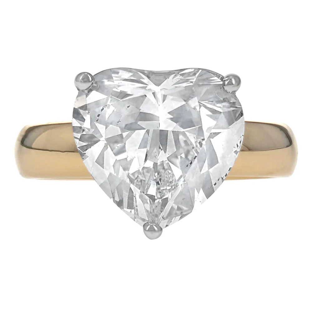 14K Two-Tone Heart Cut Diamond Solitaire Engagement Ring - Image 2
