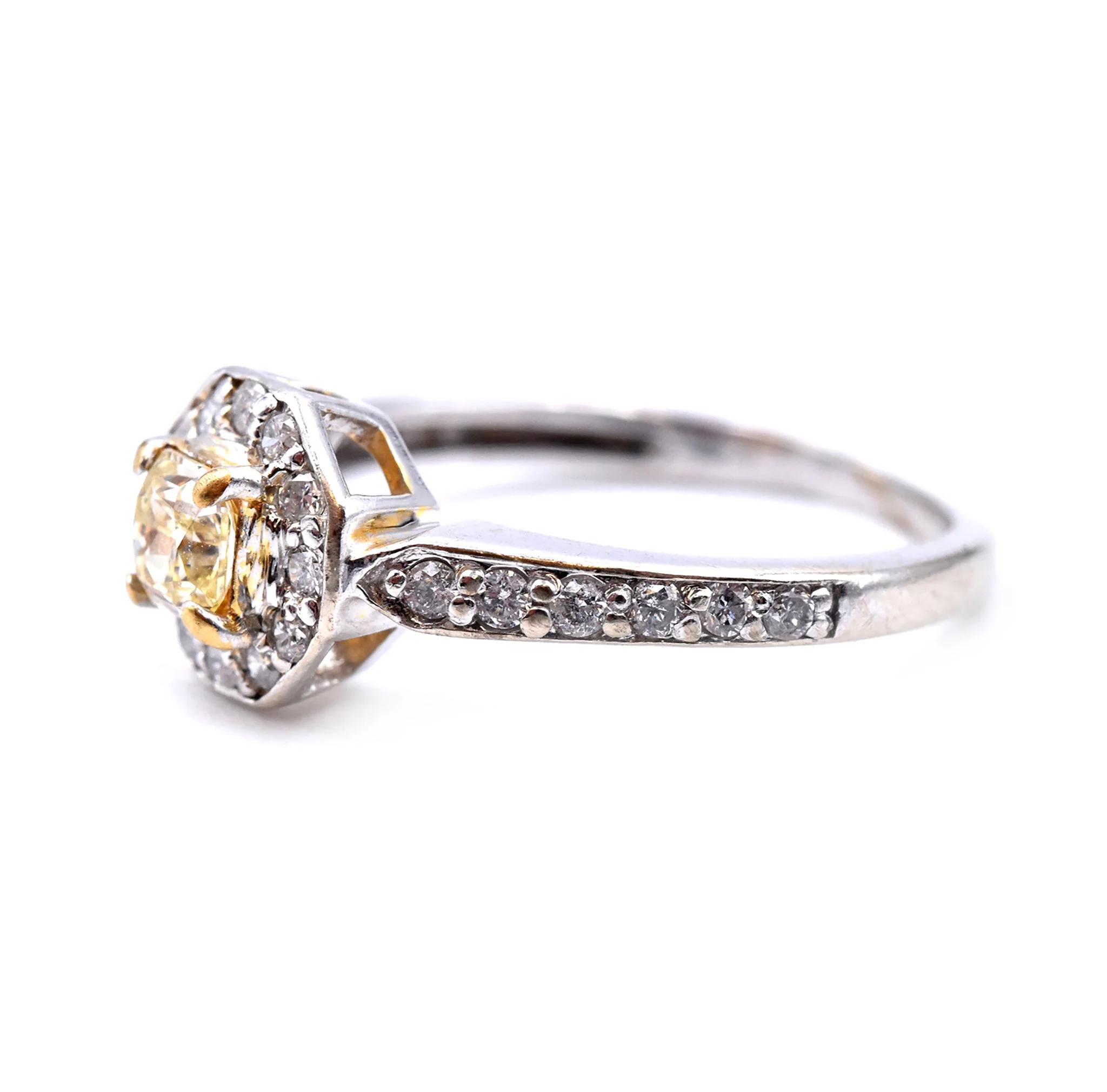 14k White Gold 0.30ct Yellow Princess Cut Diamond Engagement Ring - Image 4
