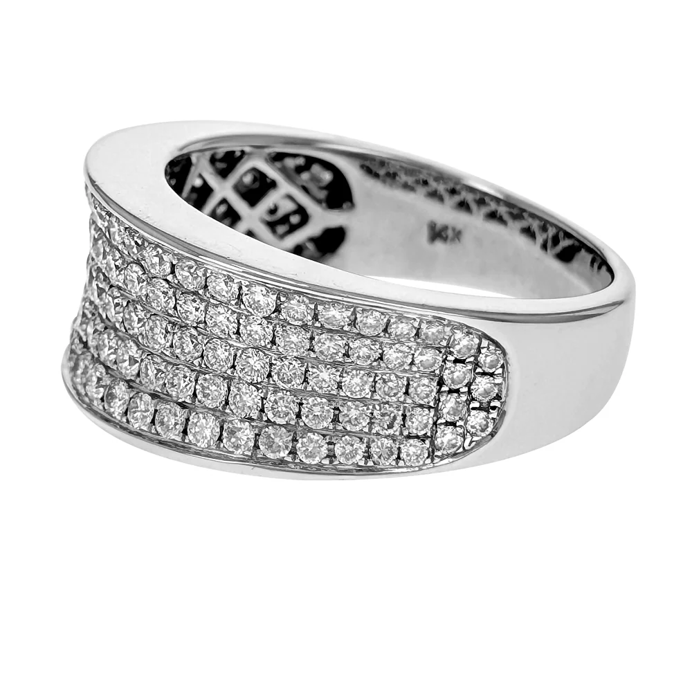 14K White Gold 5 Row Diamond Ring - Image 2