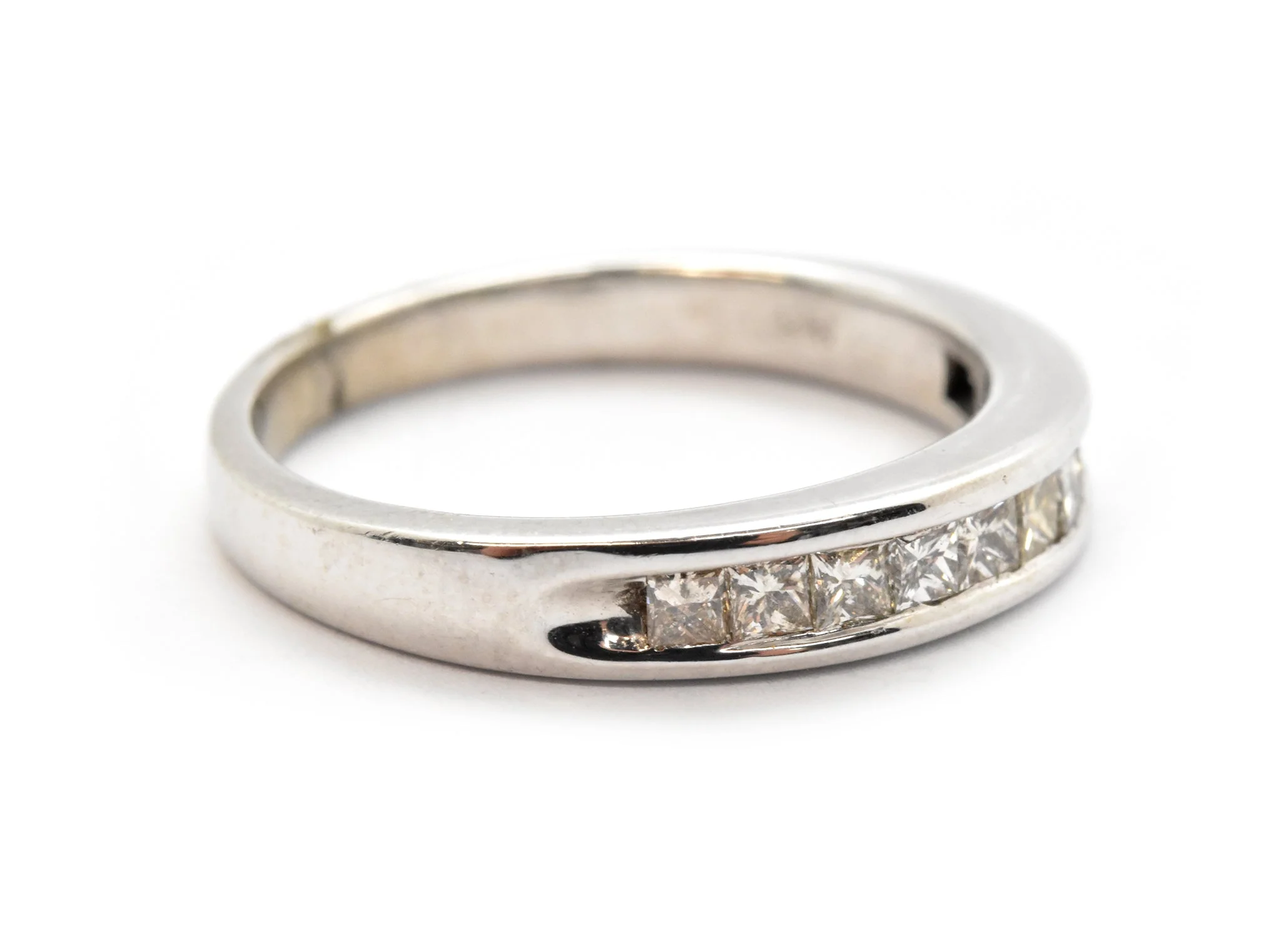 14k White Gold And Channel-Set Princess Diamond Band Ring 0.50cttw - Image 2