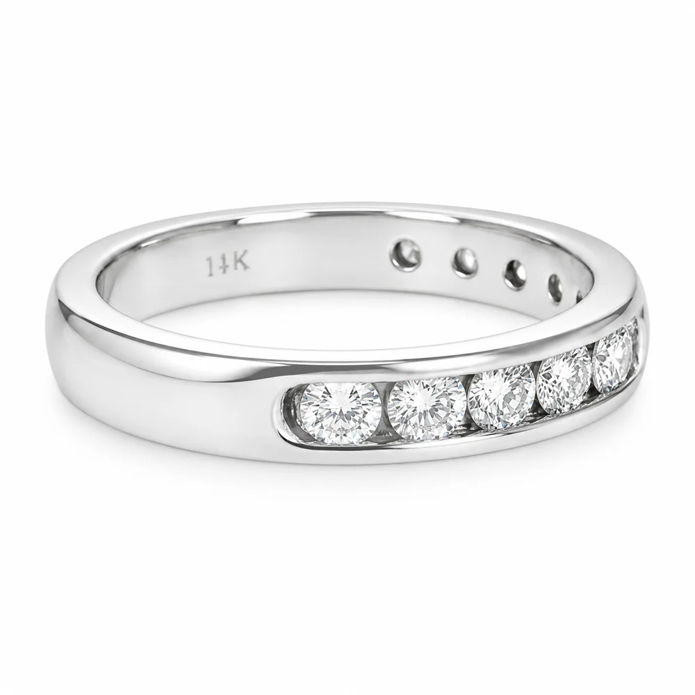 14K White Gold Channel Set Diamond Band - Image 3