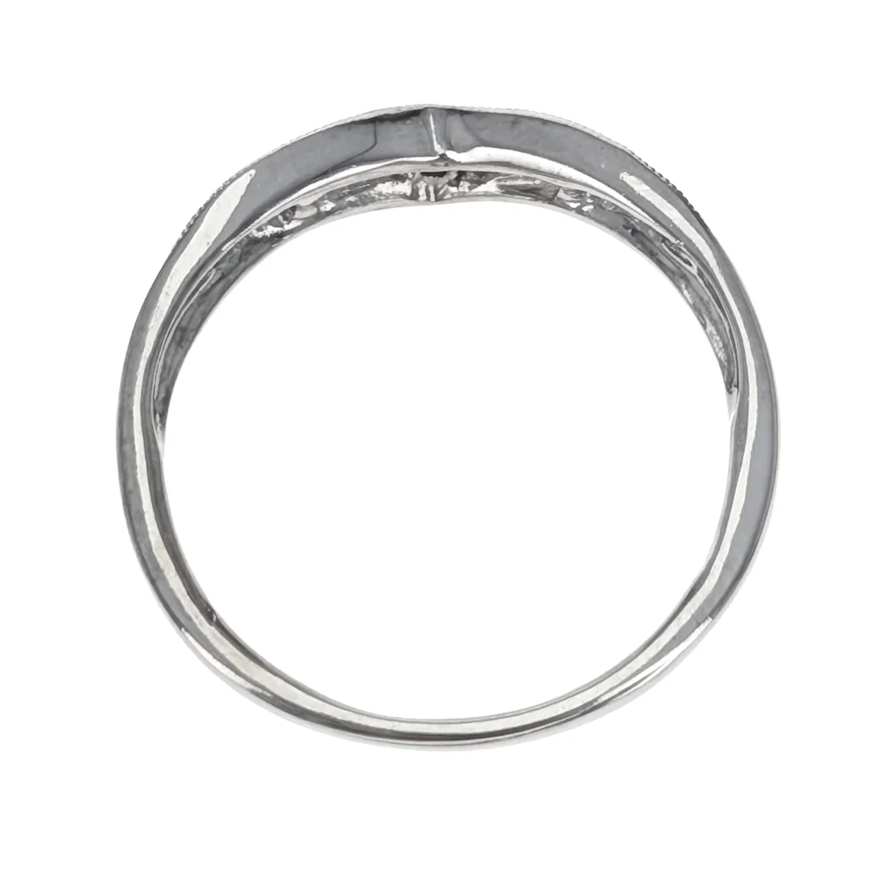 14K White Gold Diamond Chevron Contour Band - Image 2