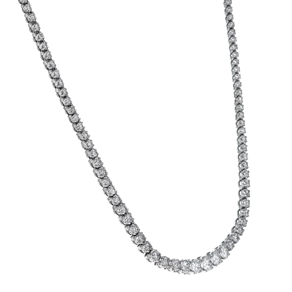 14K White Gold Graduated Diamond Tennis Necklace - Image 2