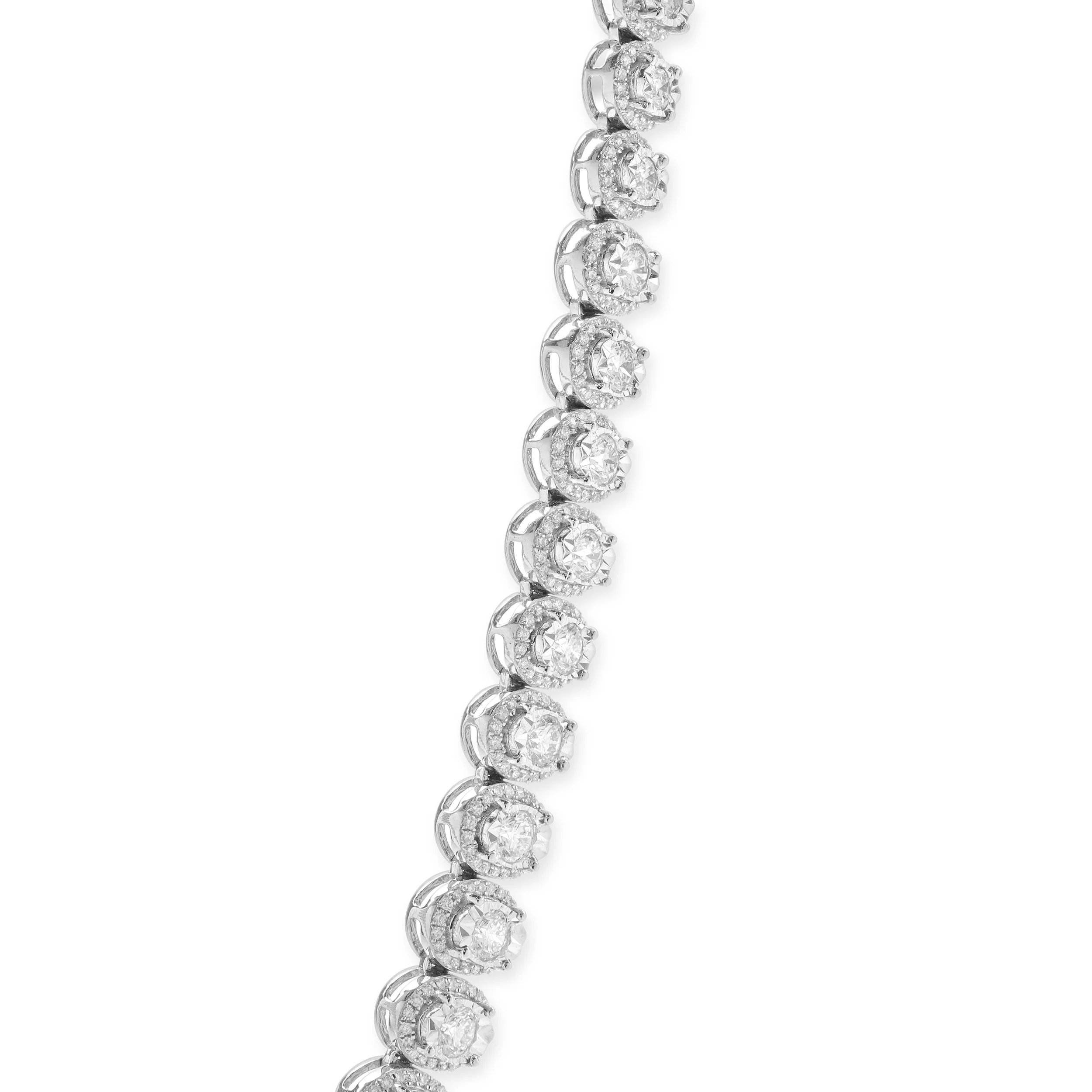 14k White Gold Illusion Diamond Graduated Tennis Necklace - Image 2