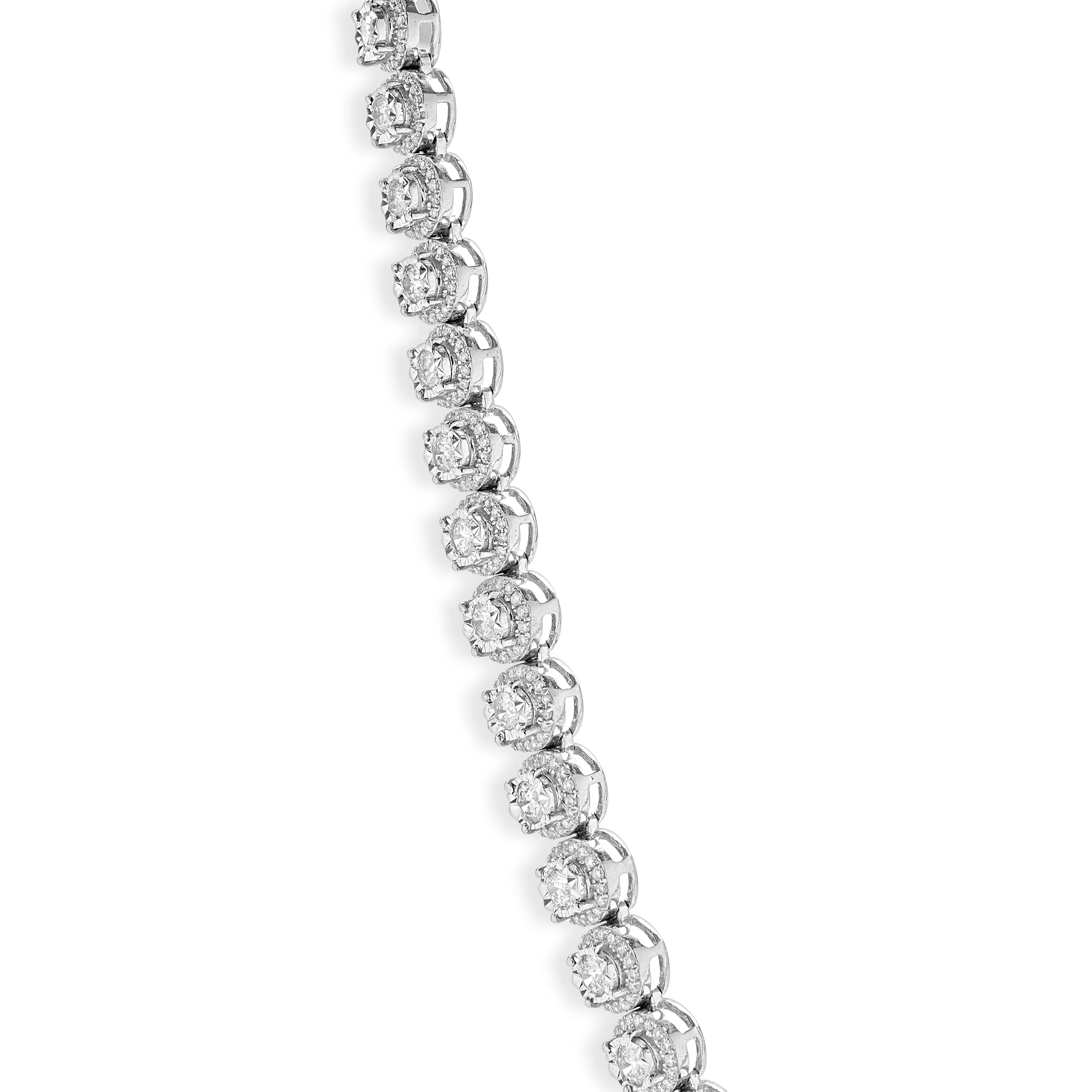 14k White Gold Illusion Diamond Graduated Tennis Necklace - Image 3