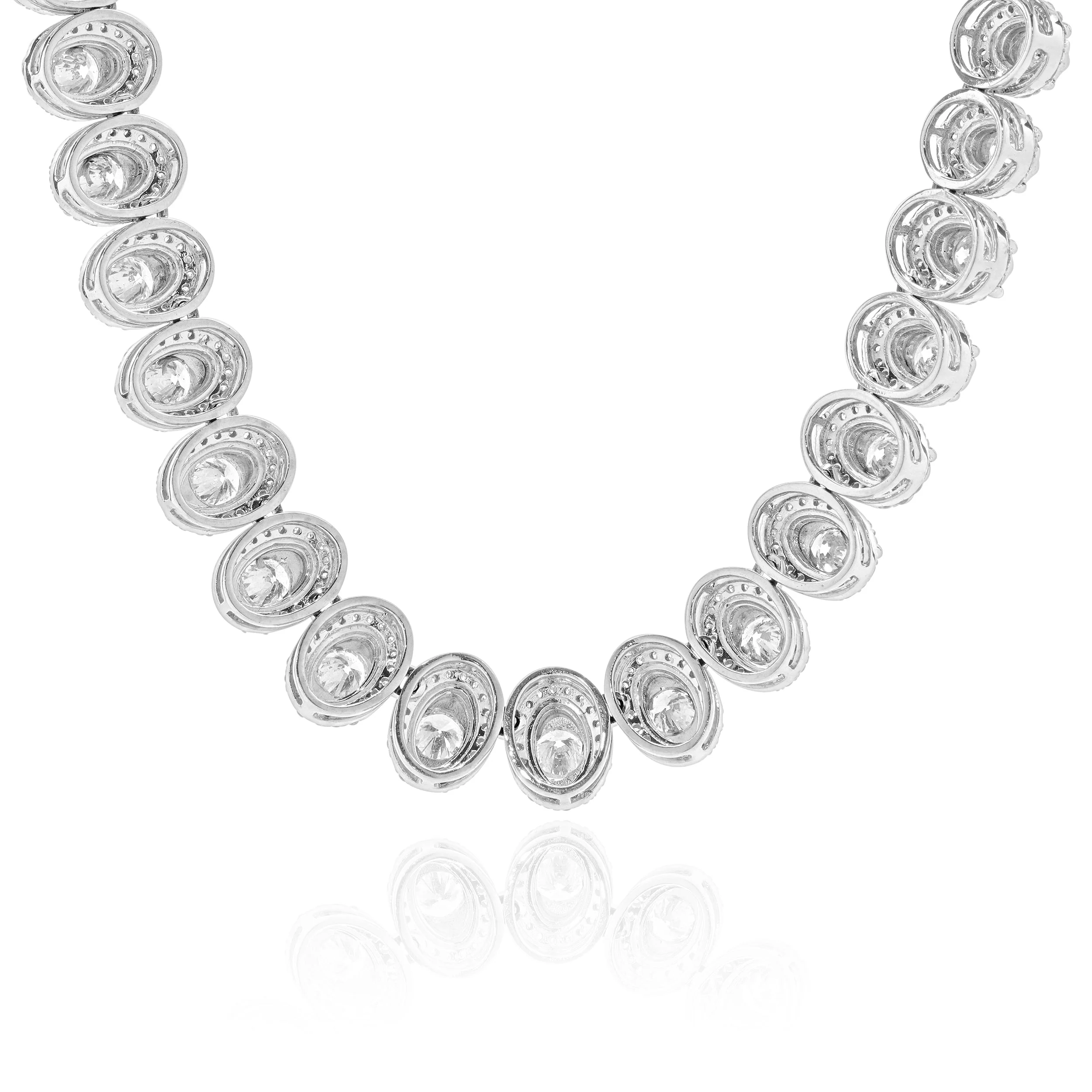 14k White Gold Illusion Diamond Graduated Tennis Necklace - Image 4