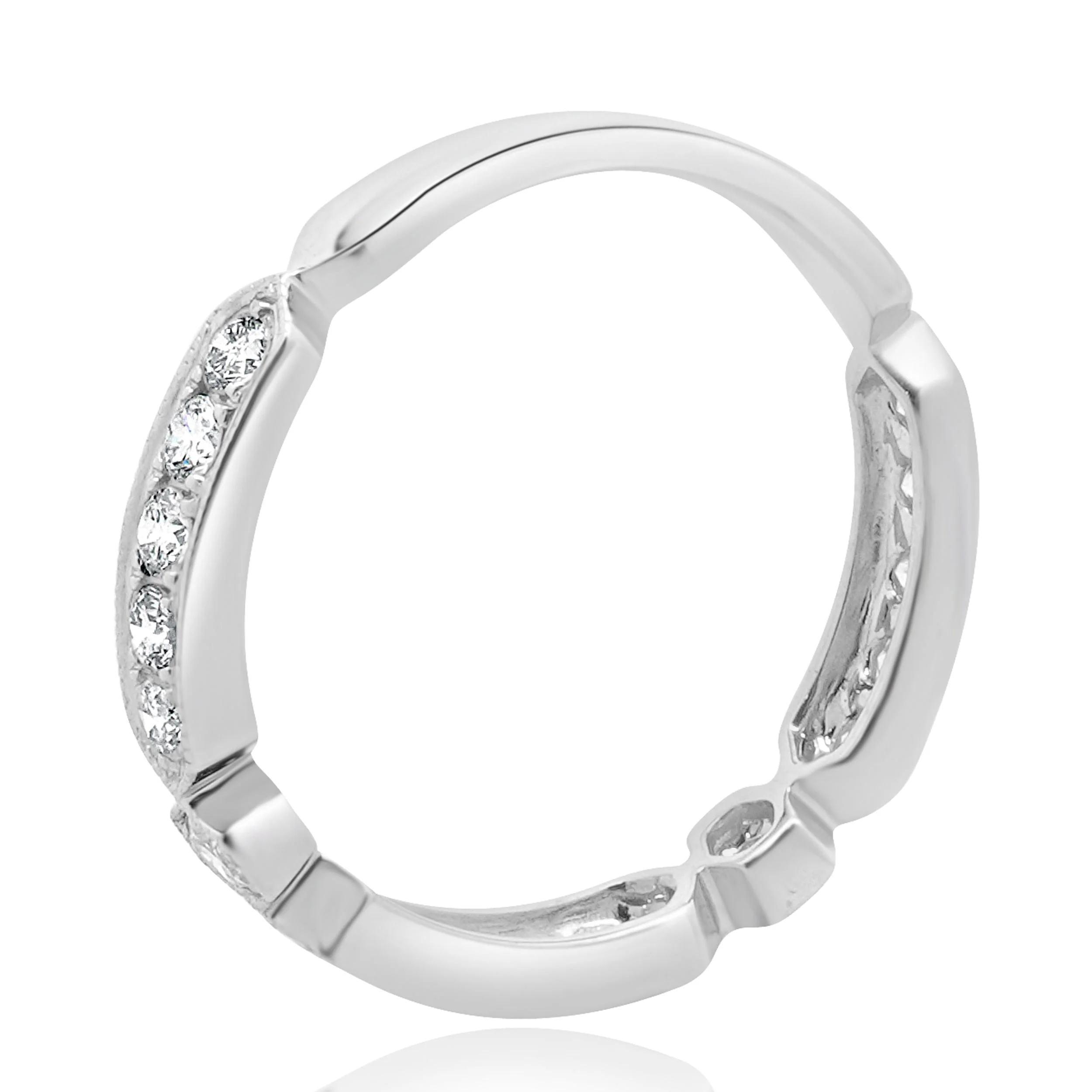14K White Gold Milgrain Bar Bezel Diamond Band - Image 3