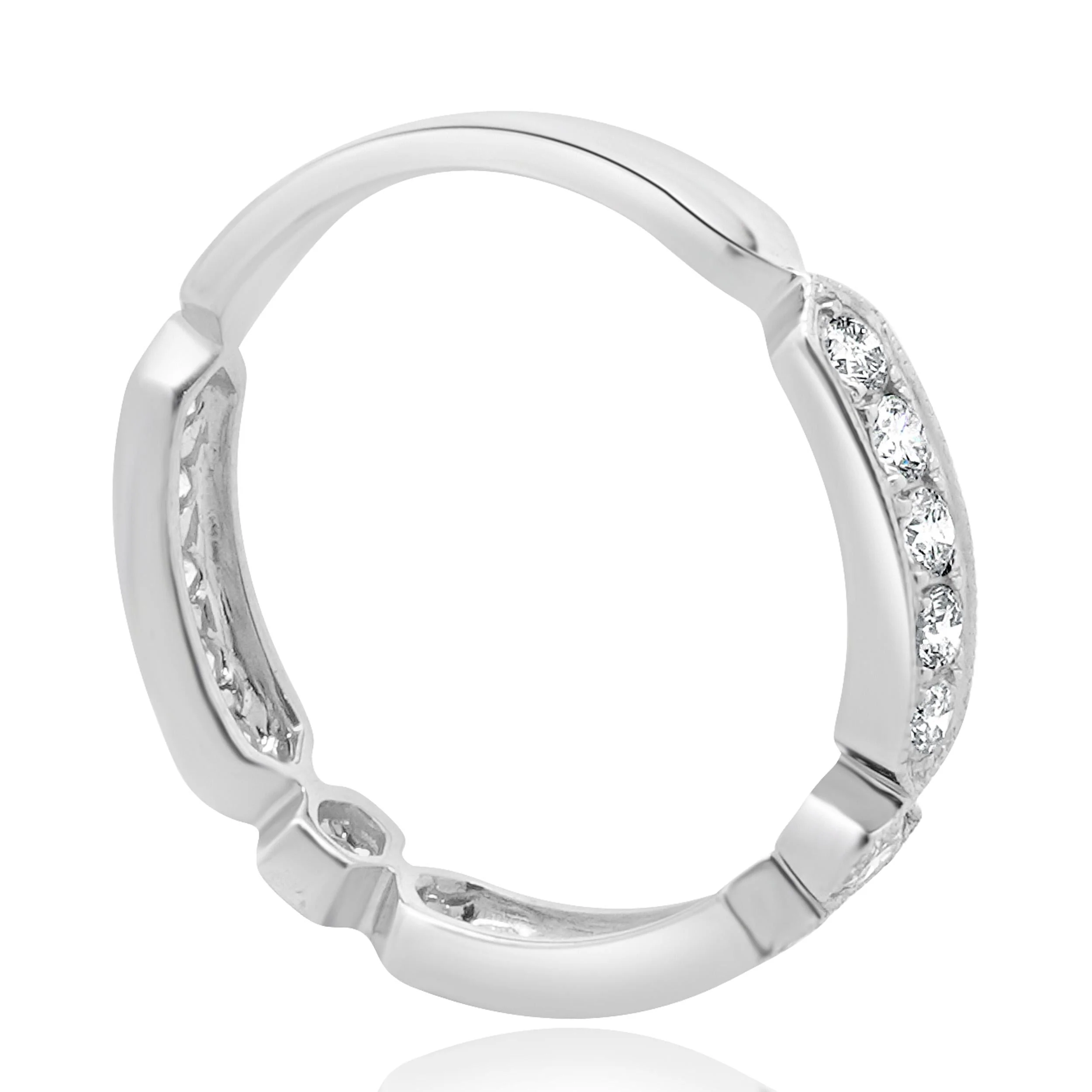 14K White Gold Milgrain Bar Bezel Diamond Band - Image 4