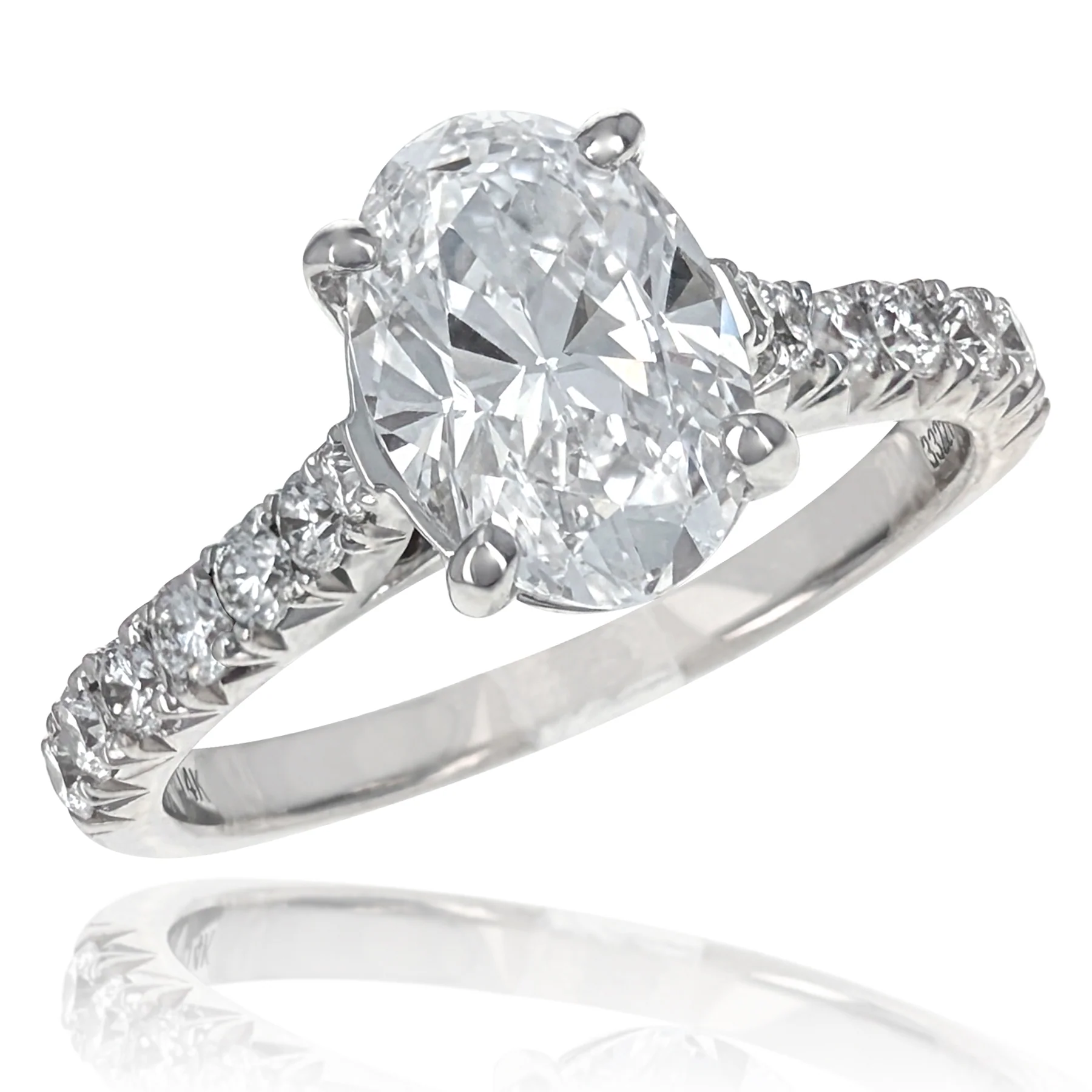 14K White Gold Oval-Cut Diamond Engagement Ring