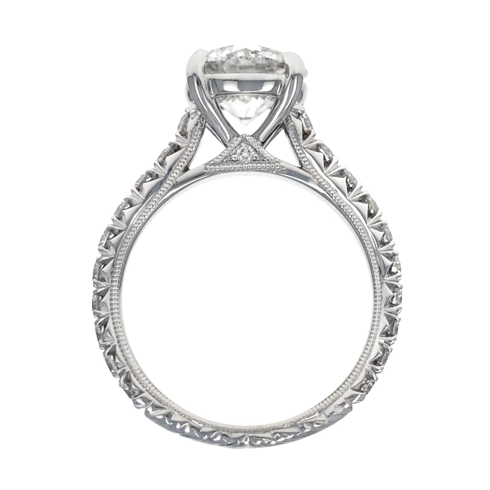 14K White Gold Round Brilliant Cut Diamond Engagement Ring - Image 3