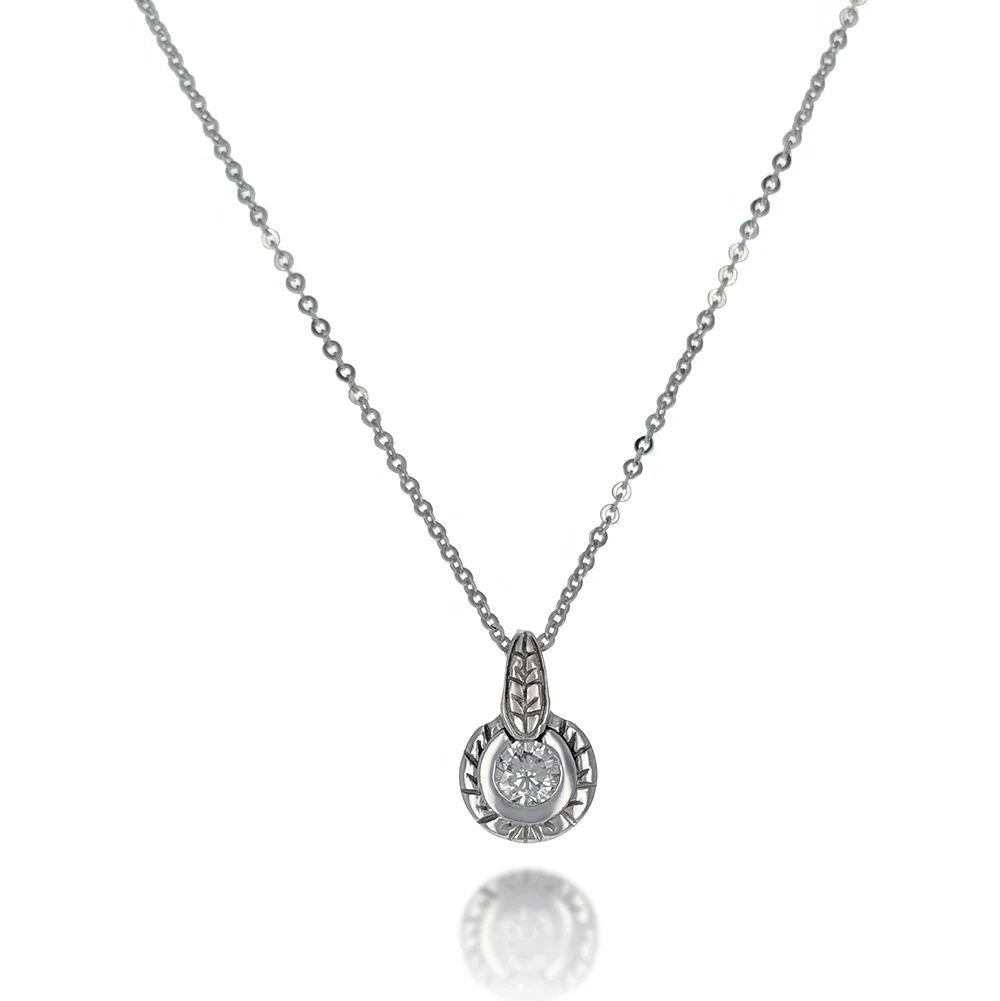 14K White Gold Solitaire Floating Diamond Necklace
