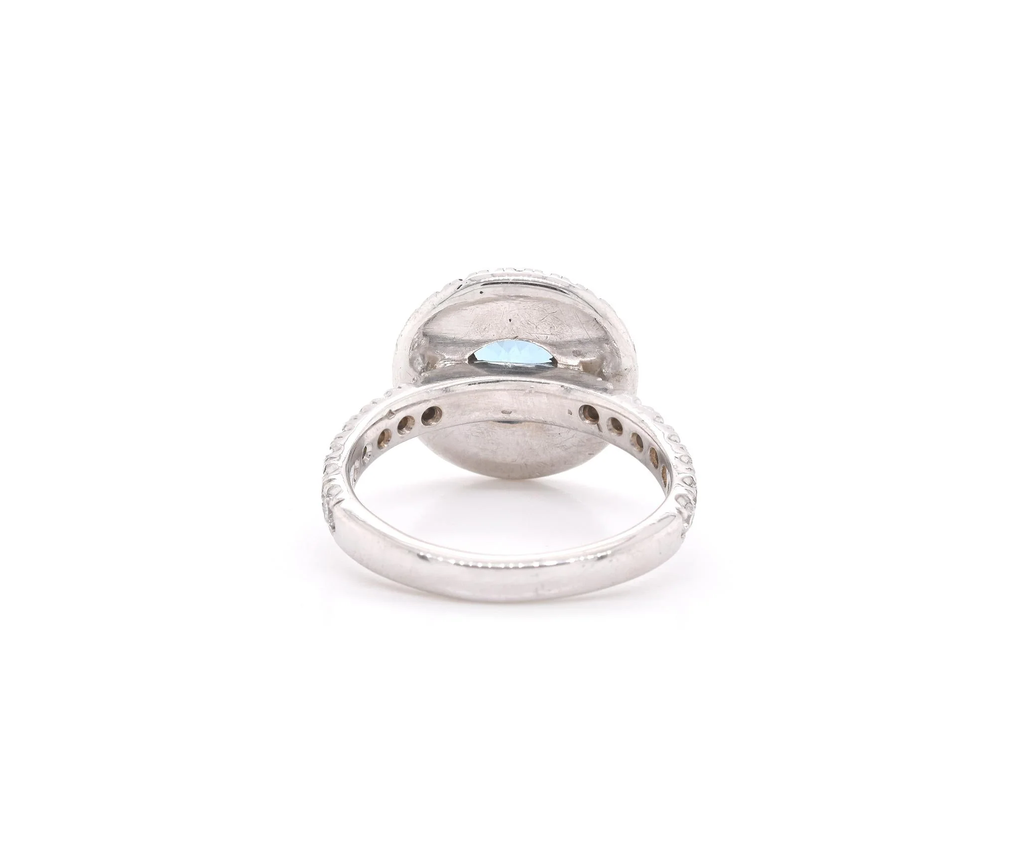 14k White Gold Zircon with Diamond Halo Ring - Image 4