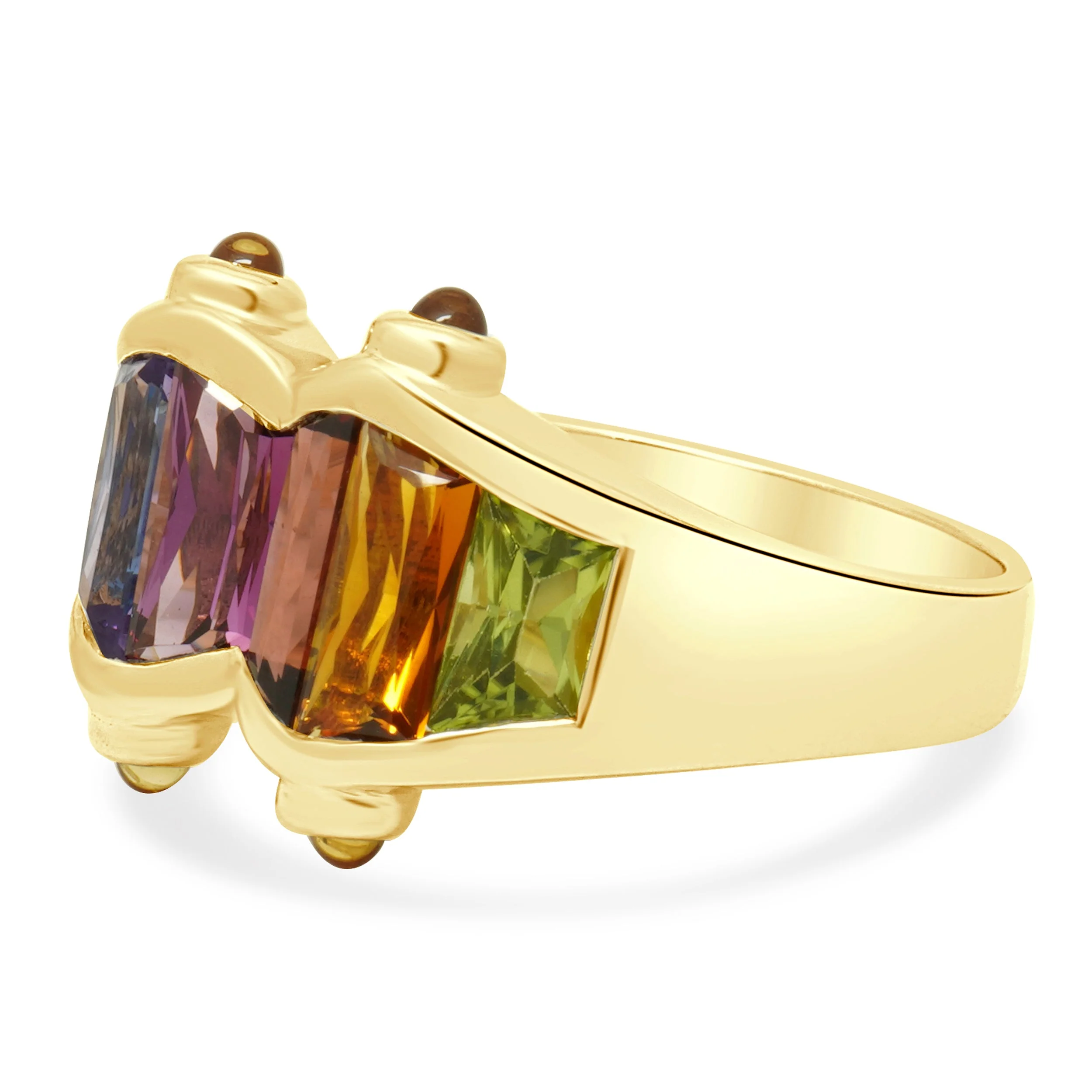 14K Yellow Gold and Channel Set Multi-Color Gemstone Ring - Image 2