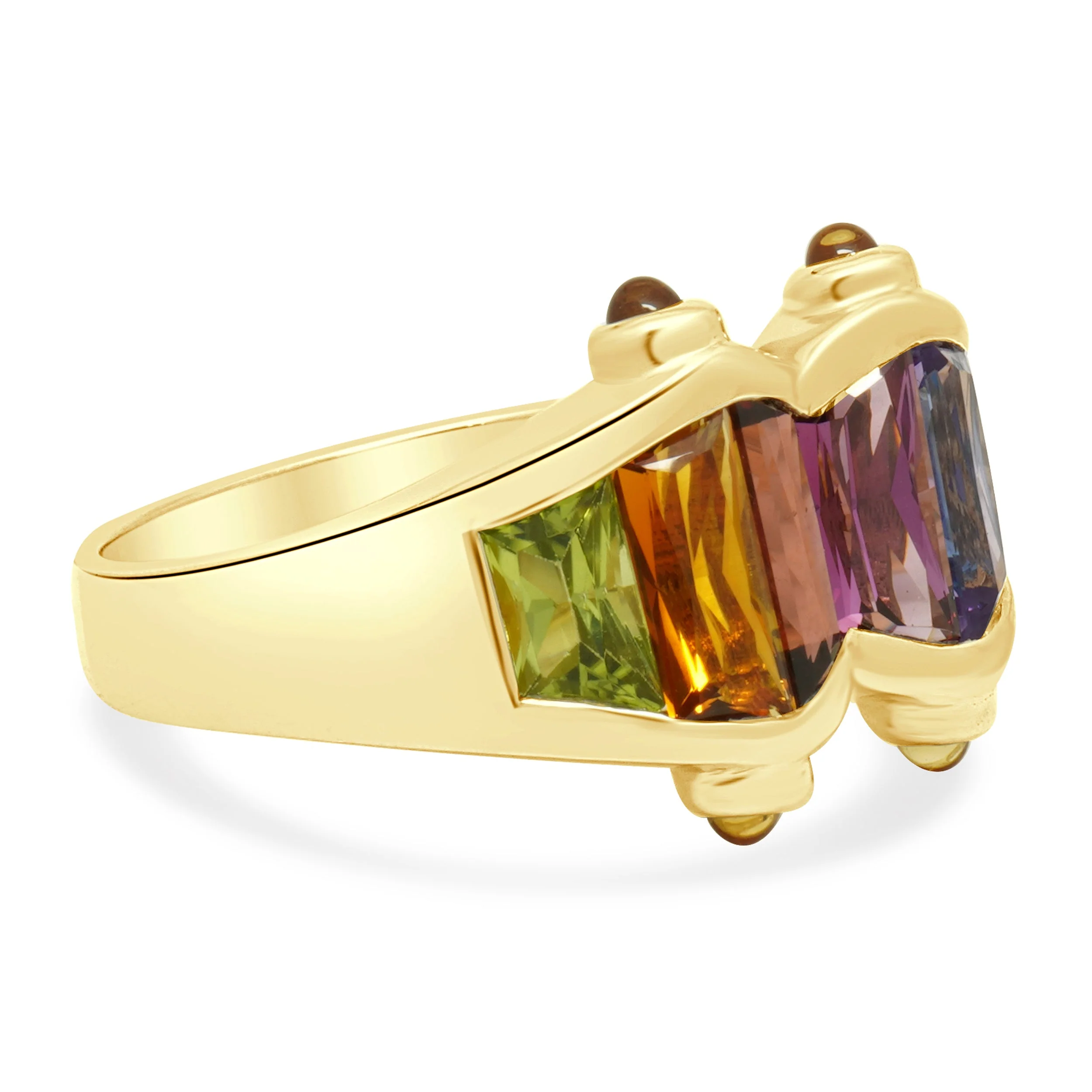 14K Yellow Gold and Channel Set Multi-Color Gemstone Ring - Image 3