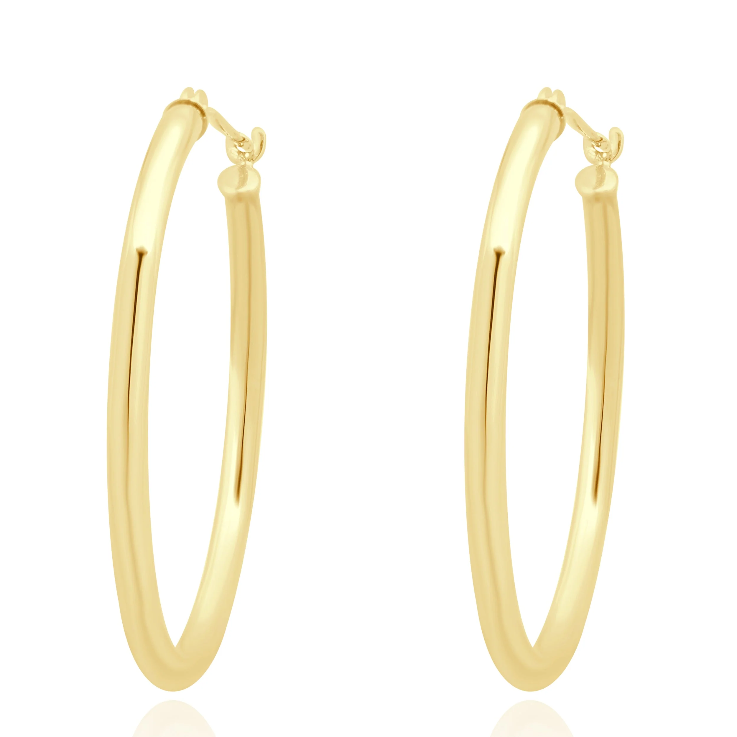 14K Yellow Gold Hollow Hoop Earrings