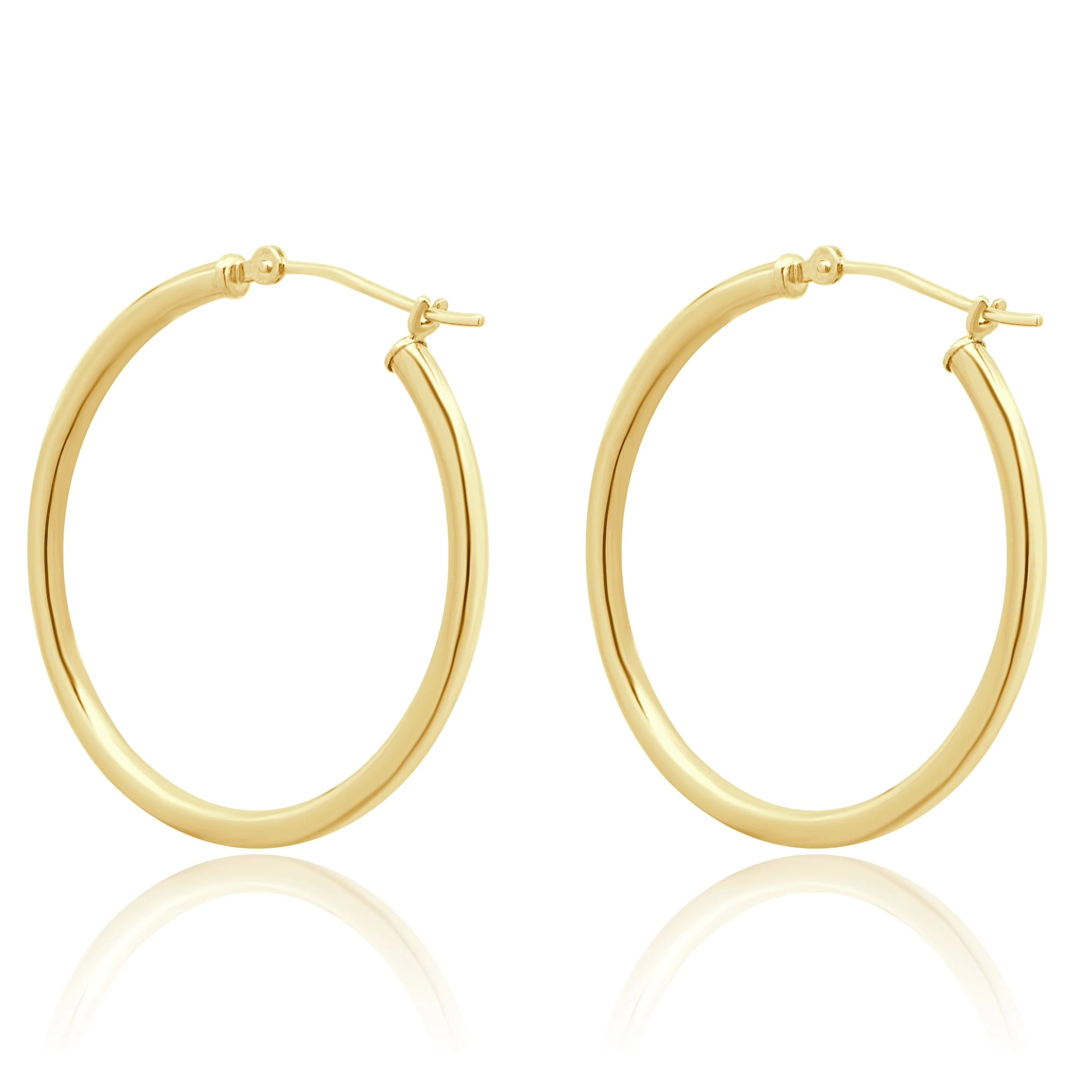 14K Yellow Gold Hollow Hoop Earrings - Image 3