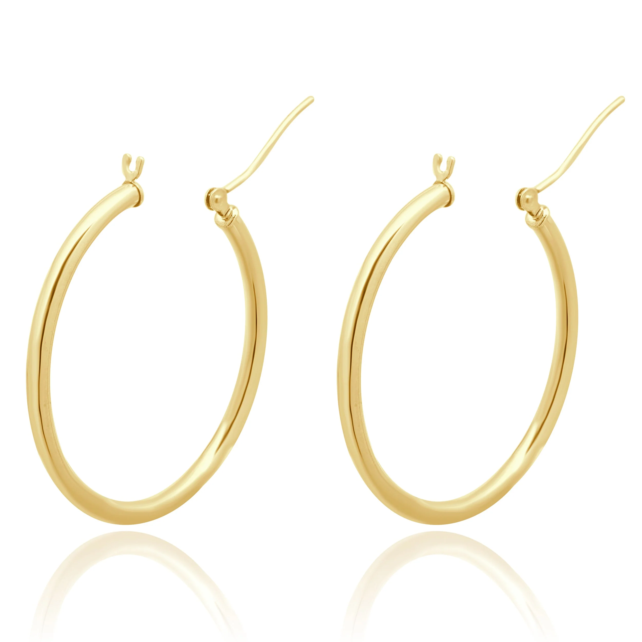 14K Yellow Gold Hollow Hoop Earrings - Image 4