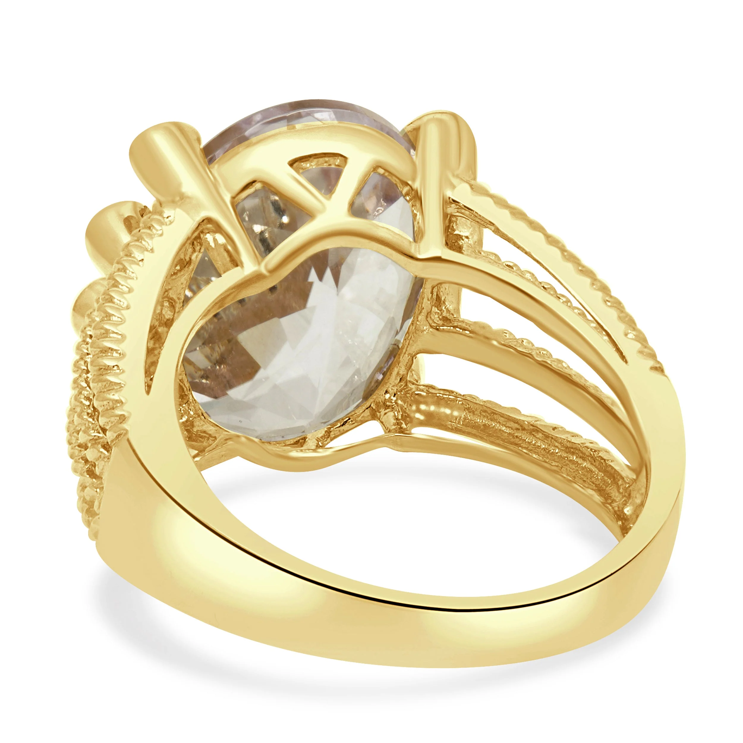 14K Yellow Gold Oval Kunzite and Round Pink Sapphire Split Shank Ring - Image 4