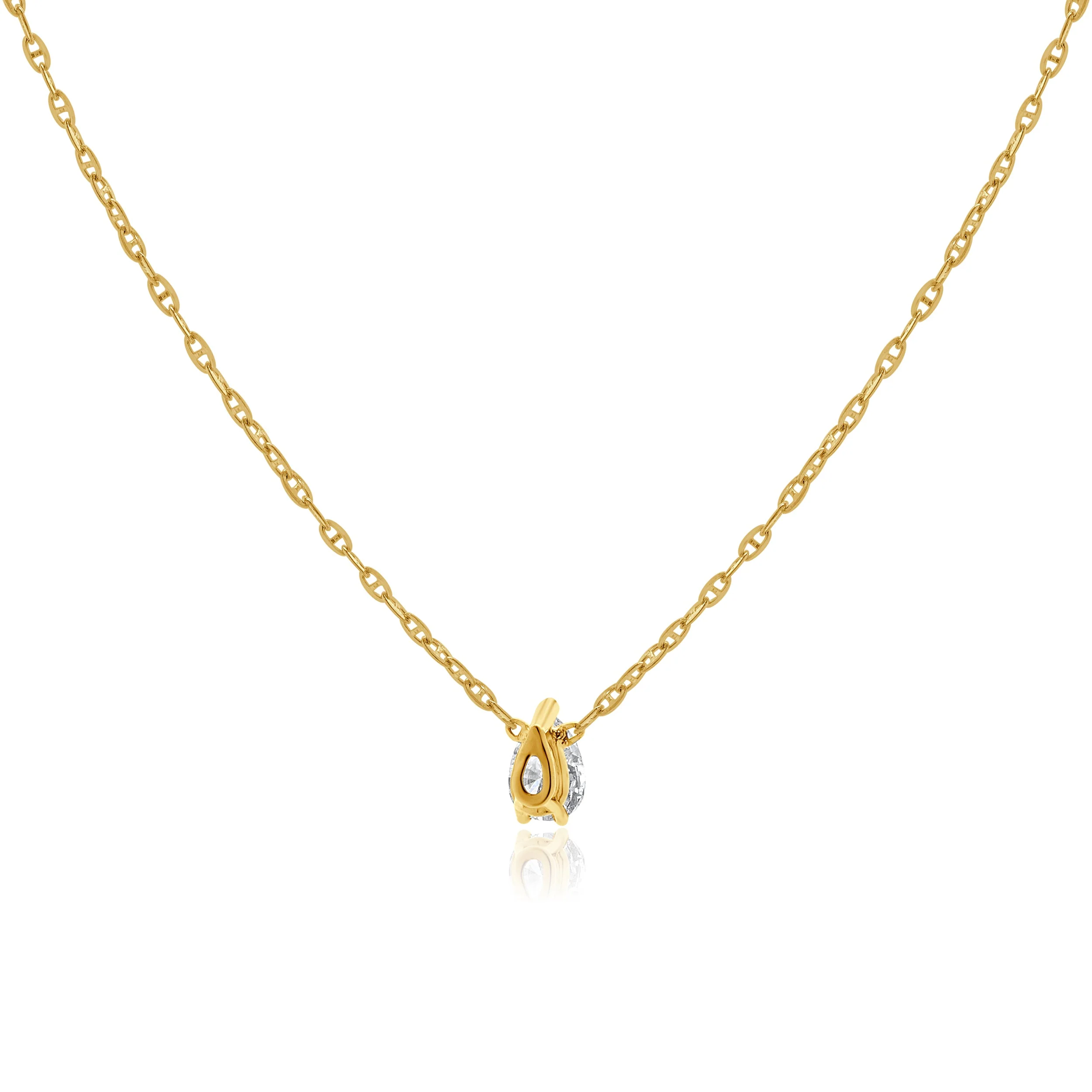 14k Yellow Gold Pear Diamond Necklace - Image 3
