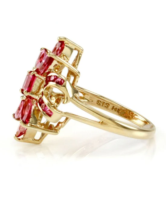 14KY PINK TOPAZ CLUSTER RING - Image 4