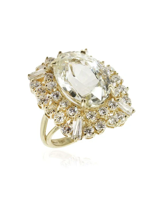 16.34ct Fancy Sapphire & 3.00ctw Diamond Cluster Halo Ring in 18K Yellow Gold