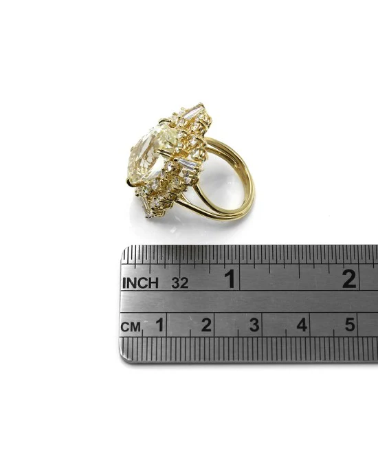 16.34ct Fancy Sapphire & 3.00ctw Diamond Cluster Halo Ring in 18K Yellow Gold - Image 3