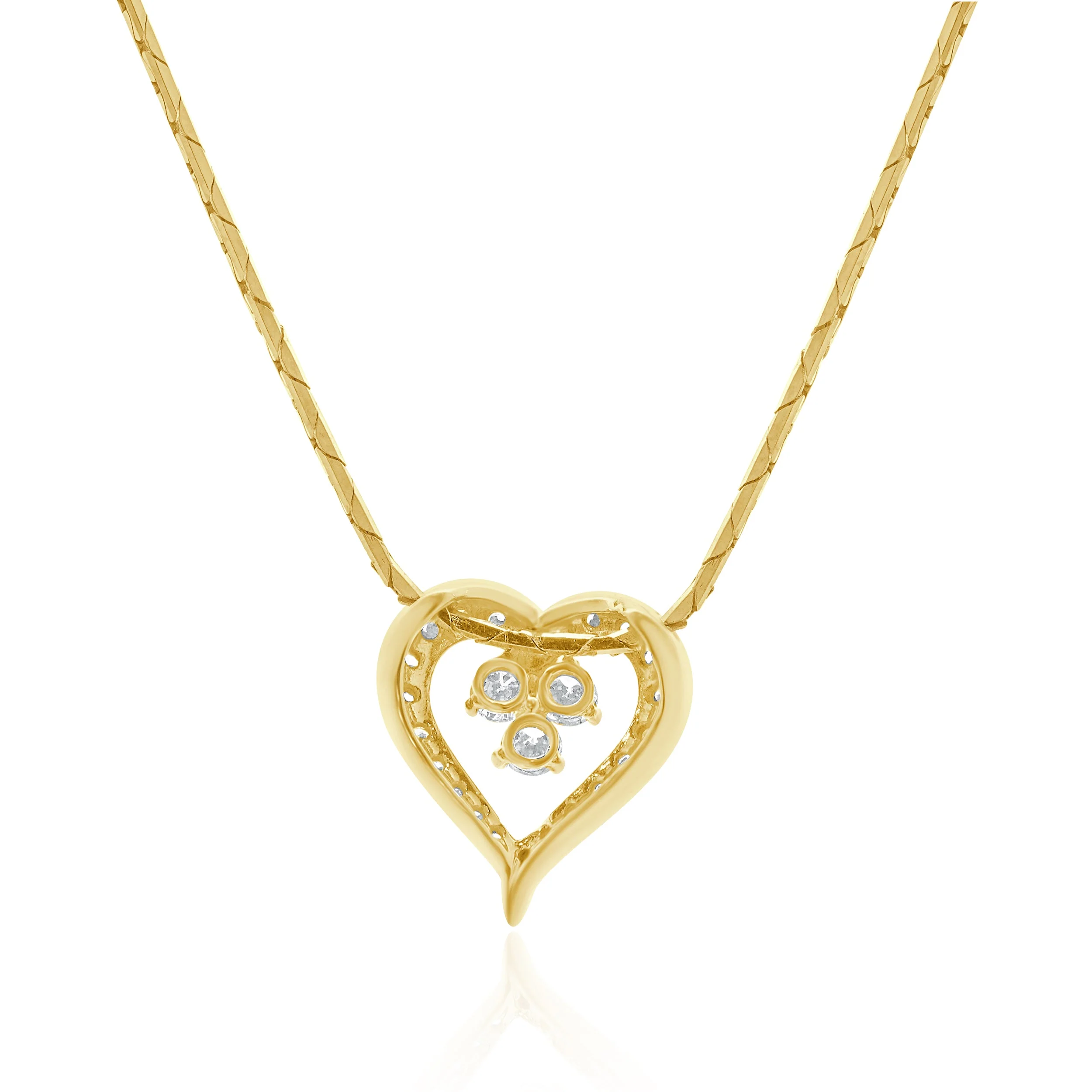 18 / 14 Karat Yellow Gold Open Diamond Heart Necklace - Image 3