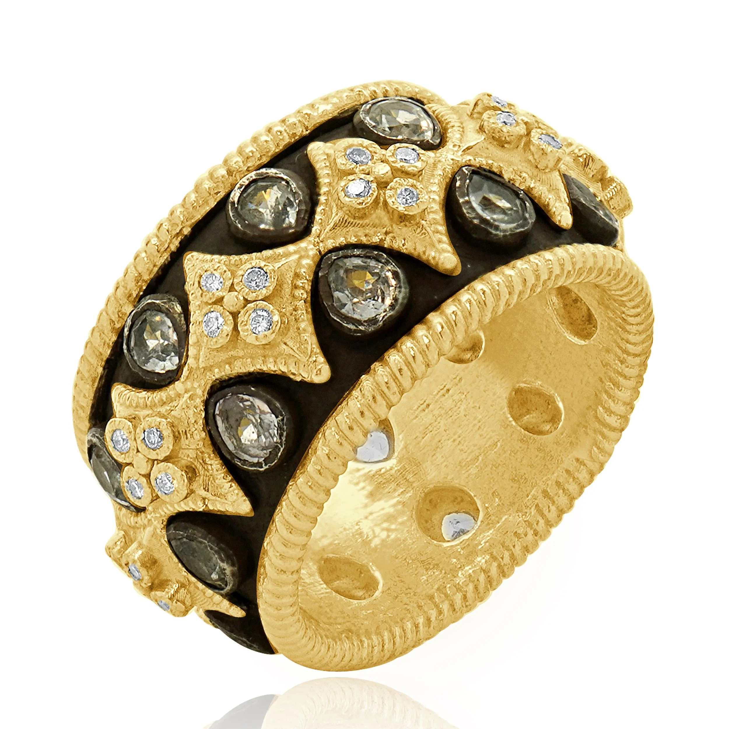 18-22K Yellow Gold & Sterling Silver Sapphire and Diamond Ring - Image 2