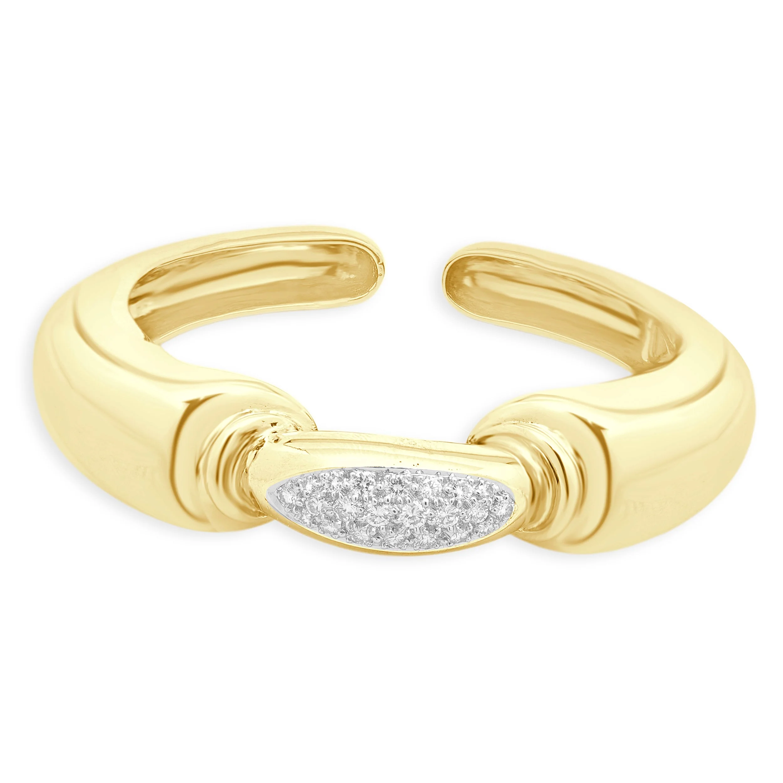 18 Karat Two-Tone Gold Pave Diamond Hinged Bangle