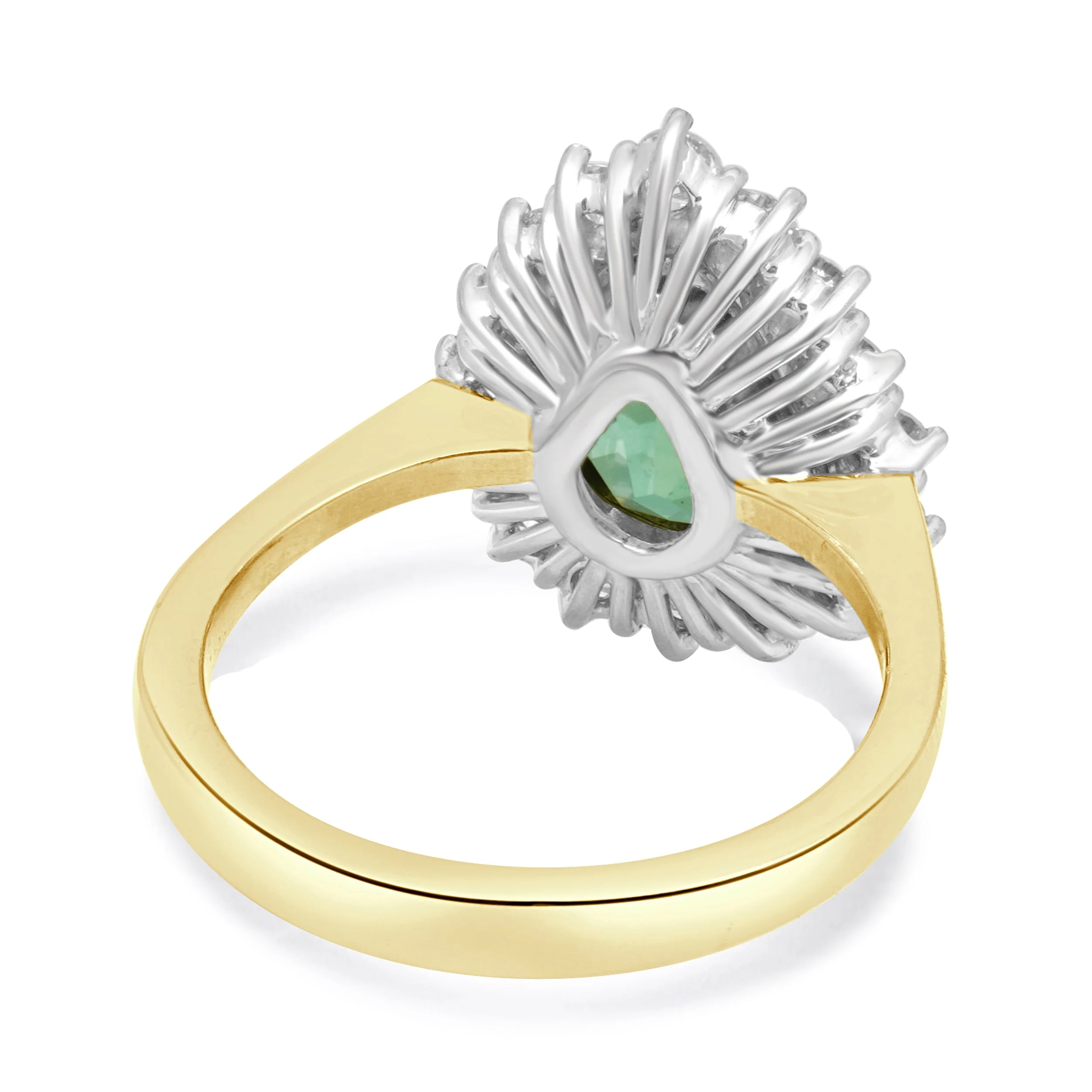 18 Karat Two-tone Green Tourmaline & Diamond Halo Ring - Image 3