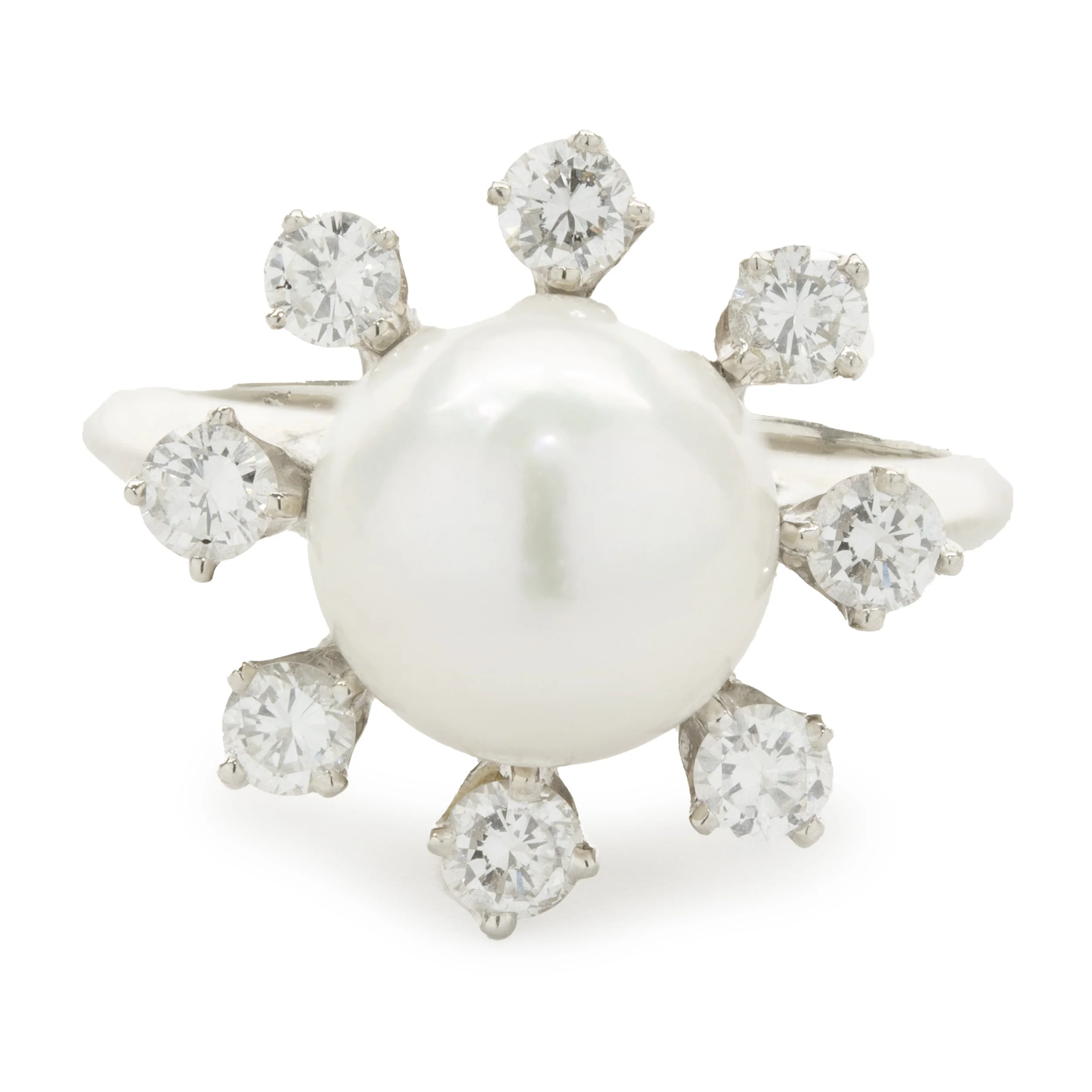 18 Karat White Gold Akoya Pearl and Diamond