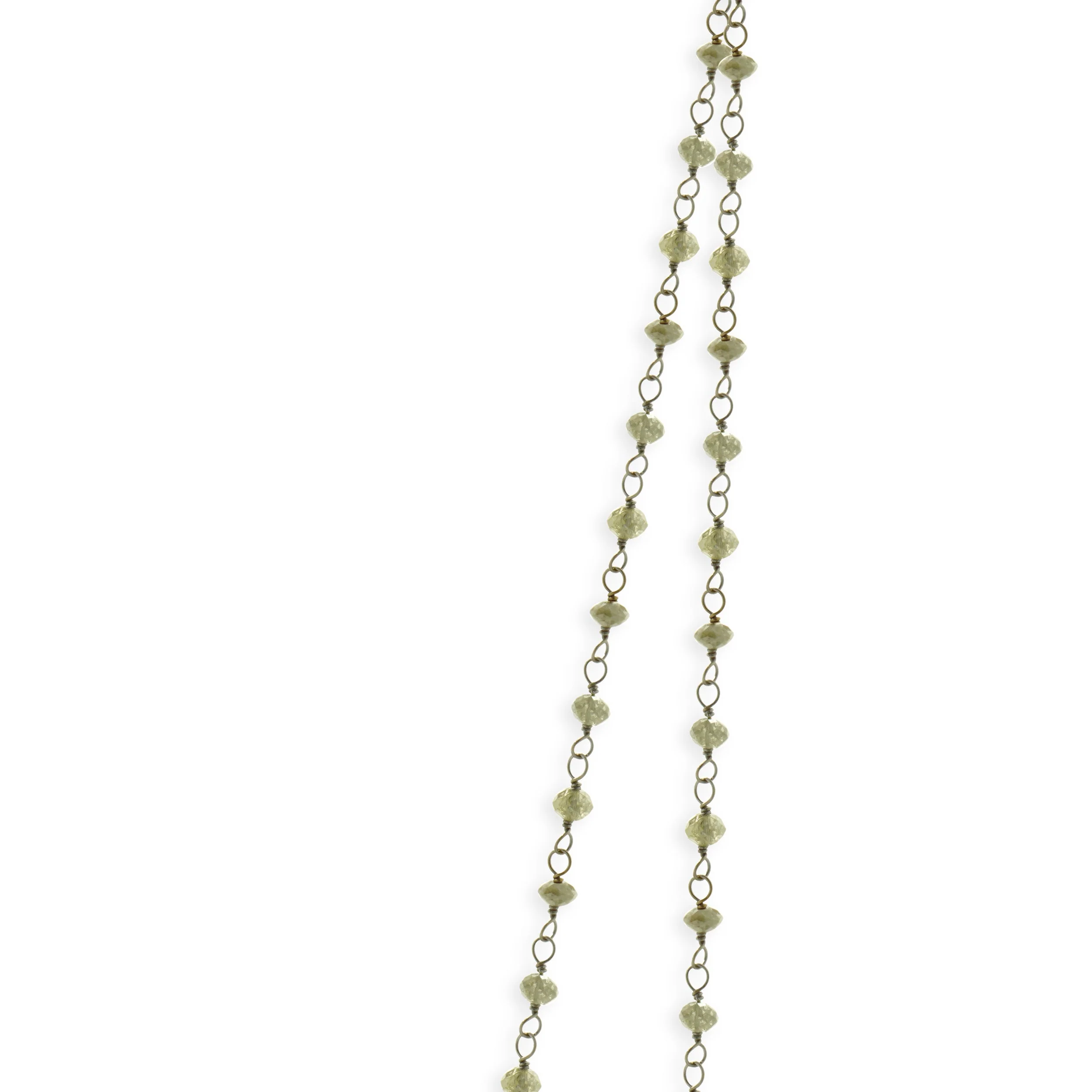 18 Karat White Gold Briolette Cut Diamonds, Black Diamonds, and Tahitian Pearl Station Necklace - Image 5